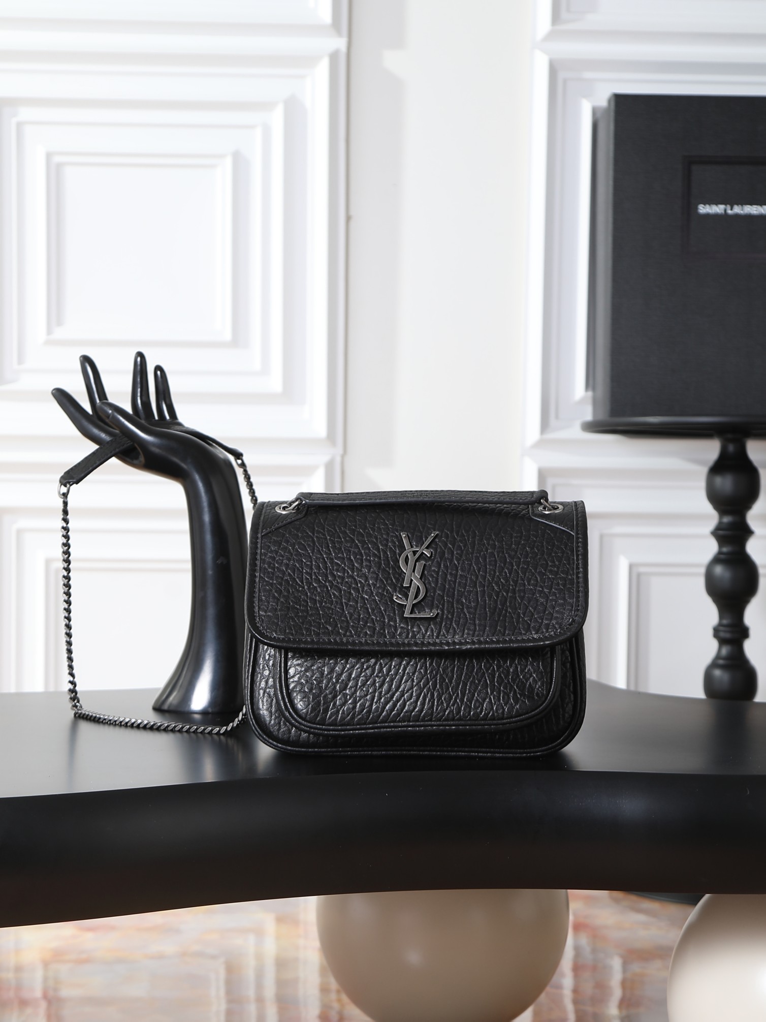 Basic Bag Sheepskin Black Large Capacity 12cm-22cm