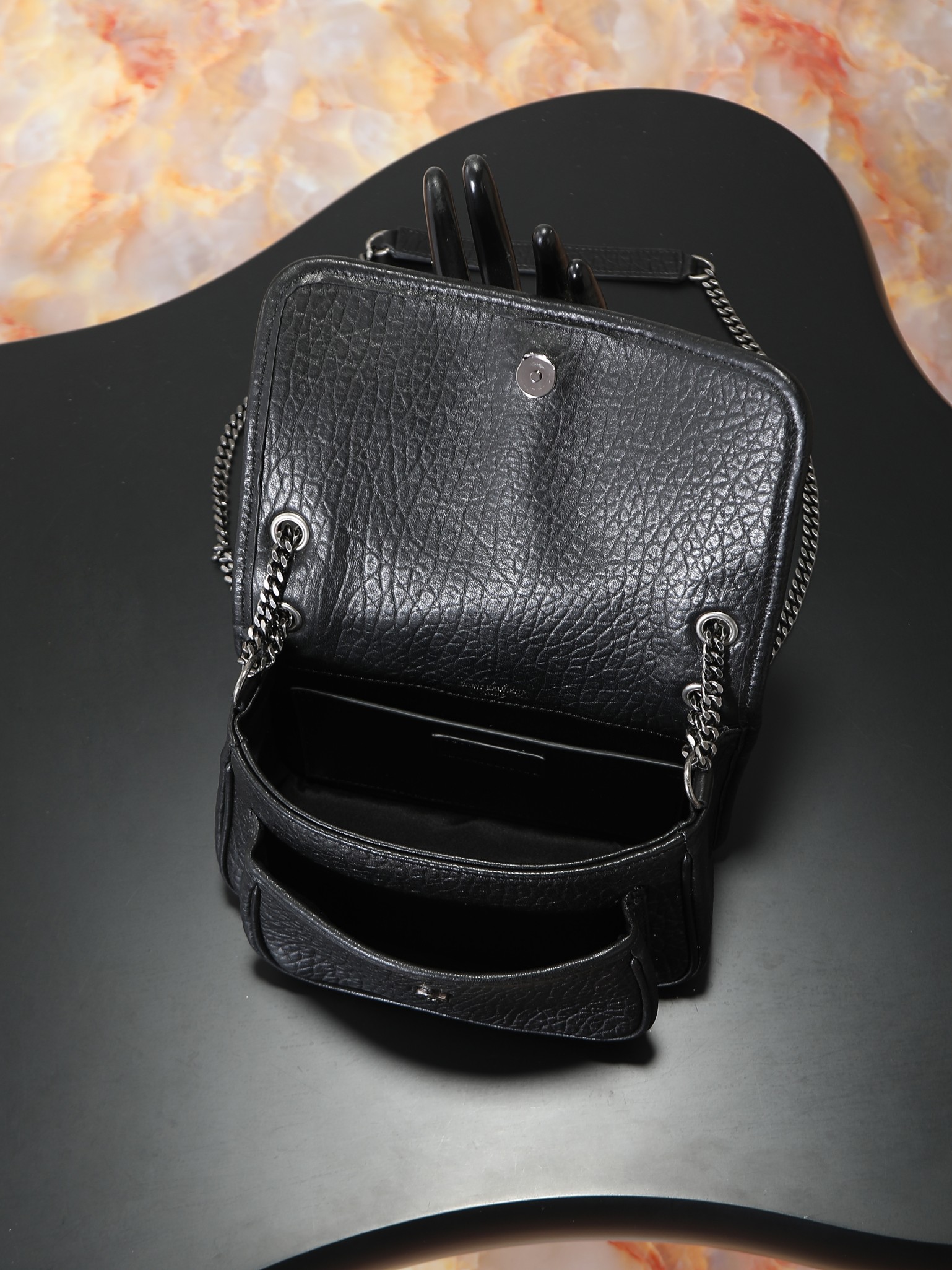 Basic Bag Sheepskin Black Large Capacity 12cm-22cm
