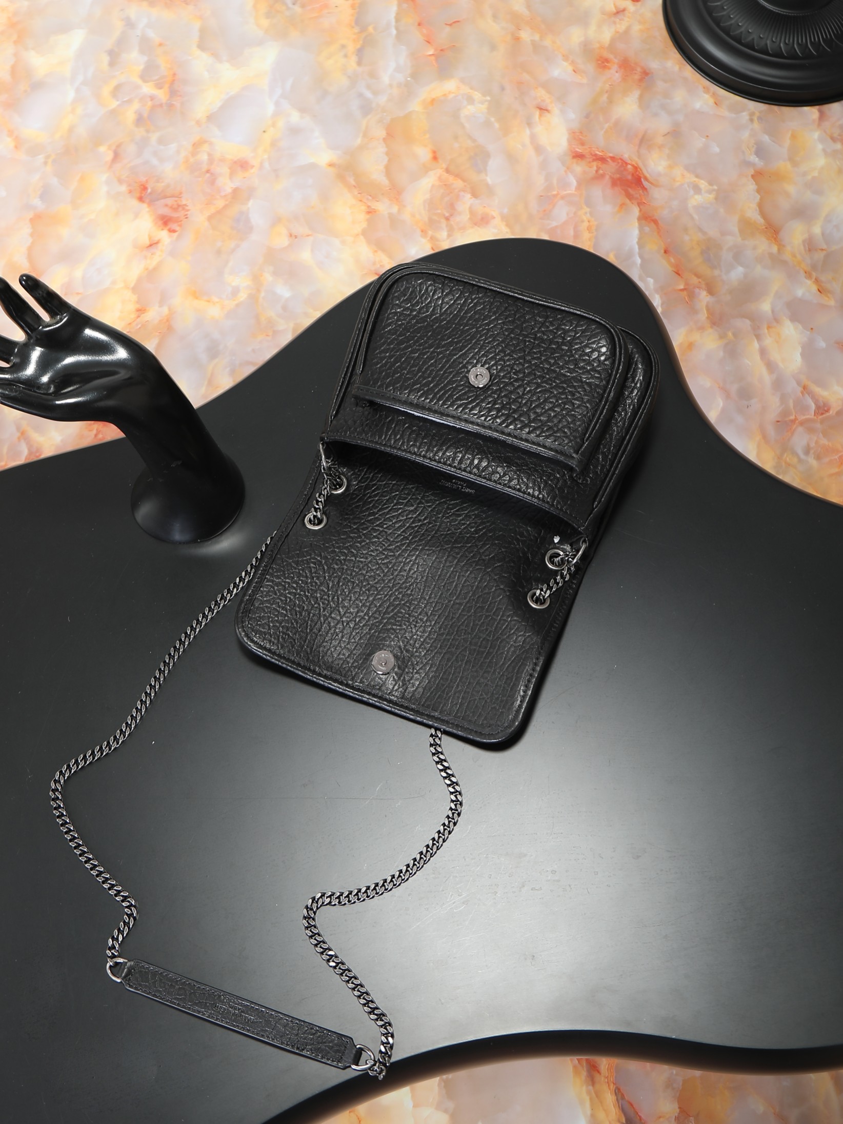 Basic Bag Sheepskin Black Large Capacity 12cm-22cm