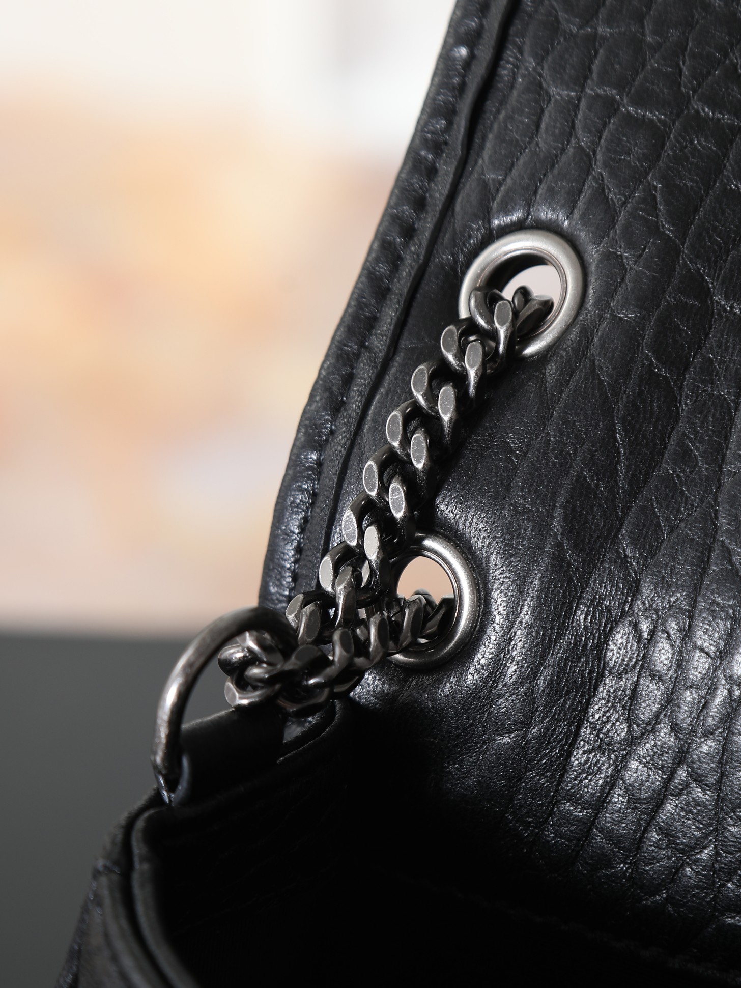Basic Bag Sheepskin Black Large Capacity 12cm-22cm