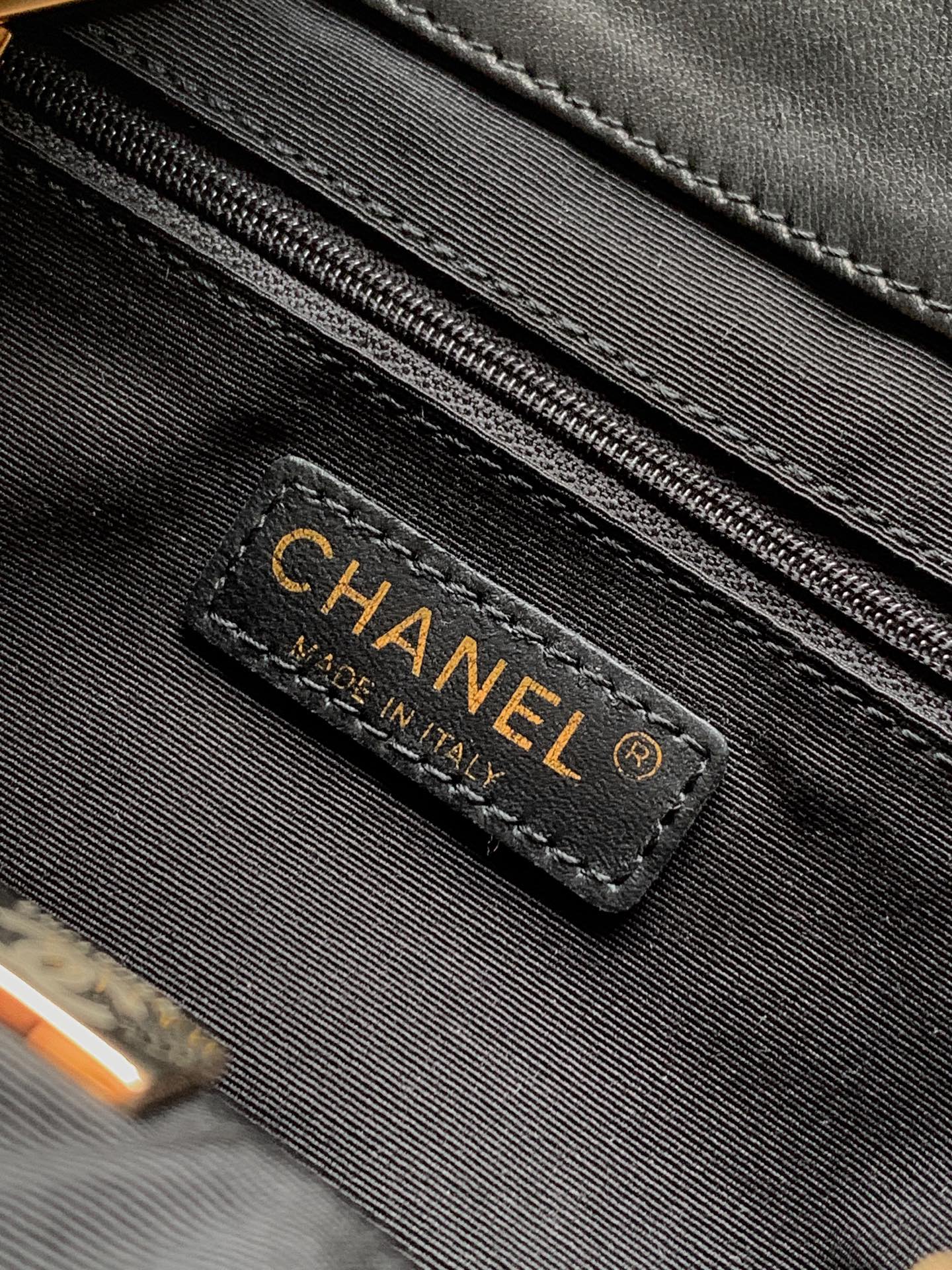 Chanel Bucket Bag Cow Leather Black L