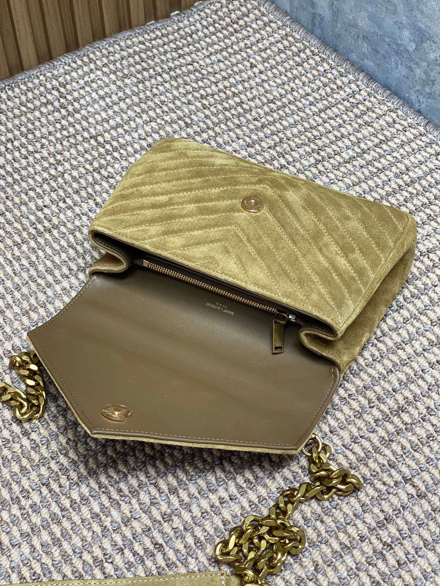 Ysl Tote Bag Real Leather Gold 24cm-l-s