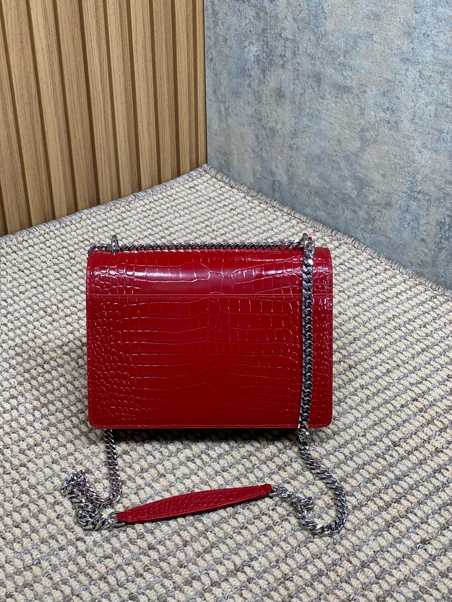 Ysl Basic Bag Cow Leather Silver L-s