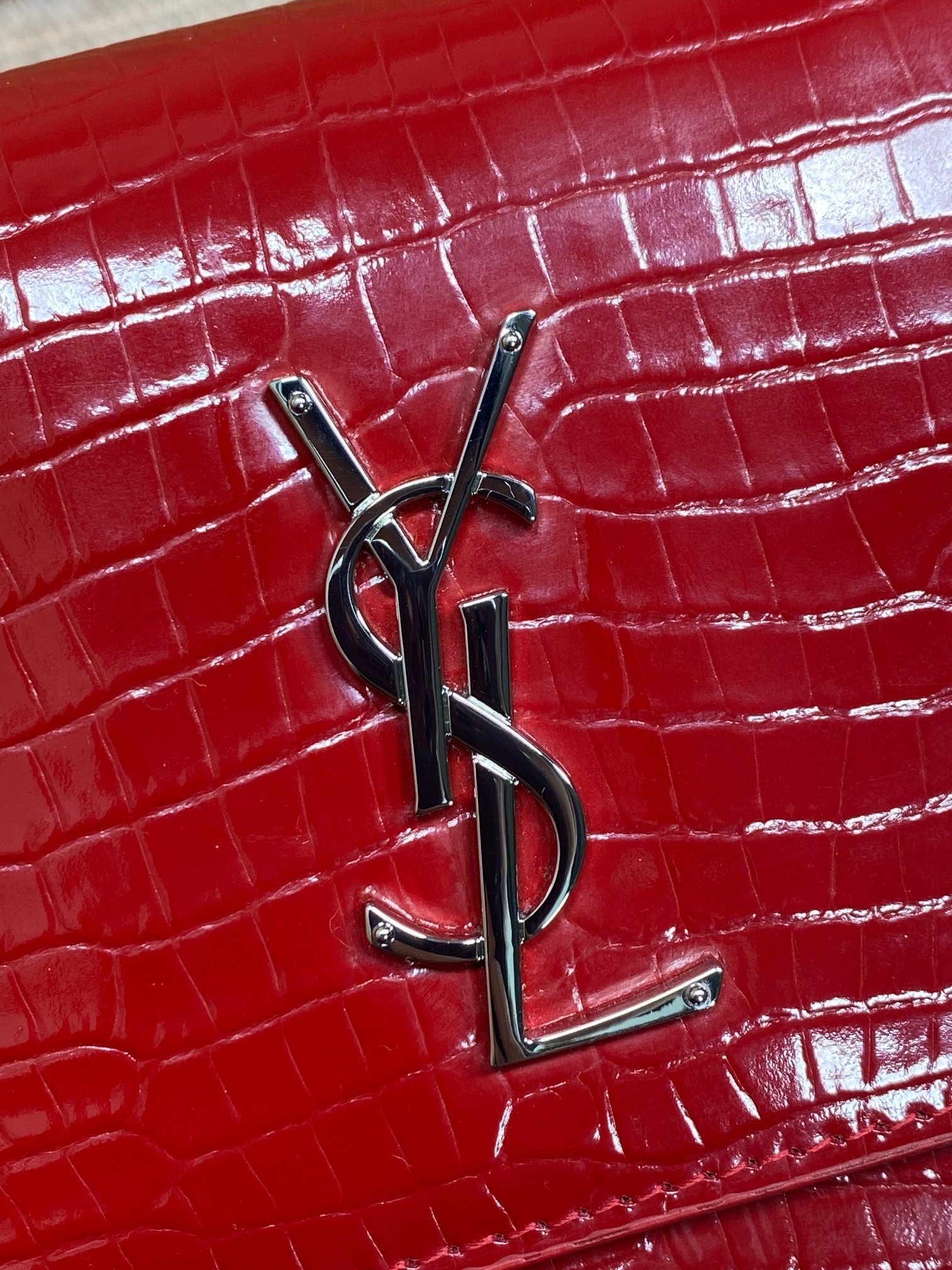 Ysl Basic Bag Cow Leather Silver L-s