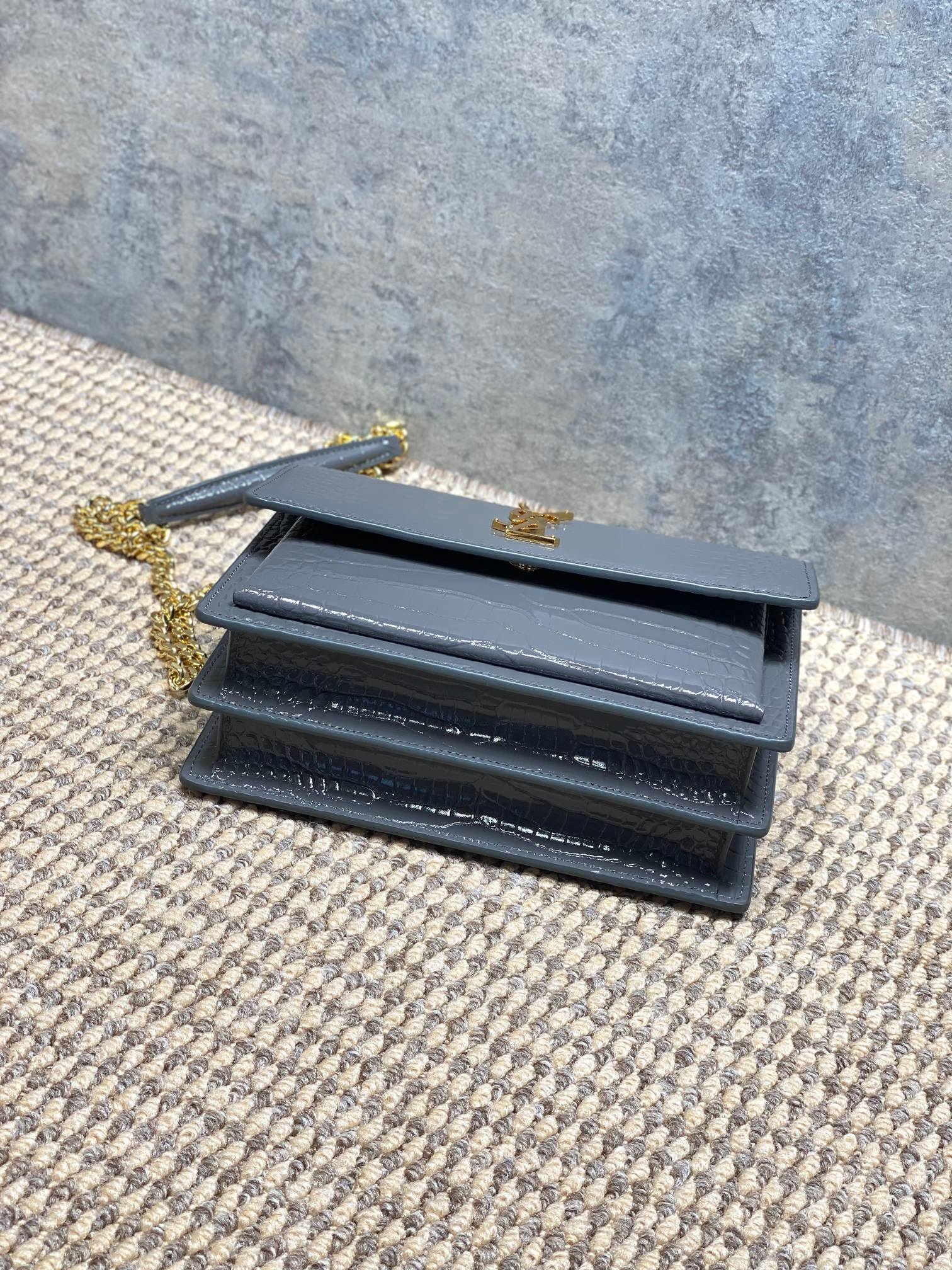 Ysl Basic Bag Cow Leather Silver L-s