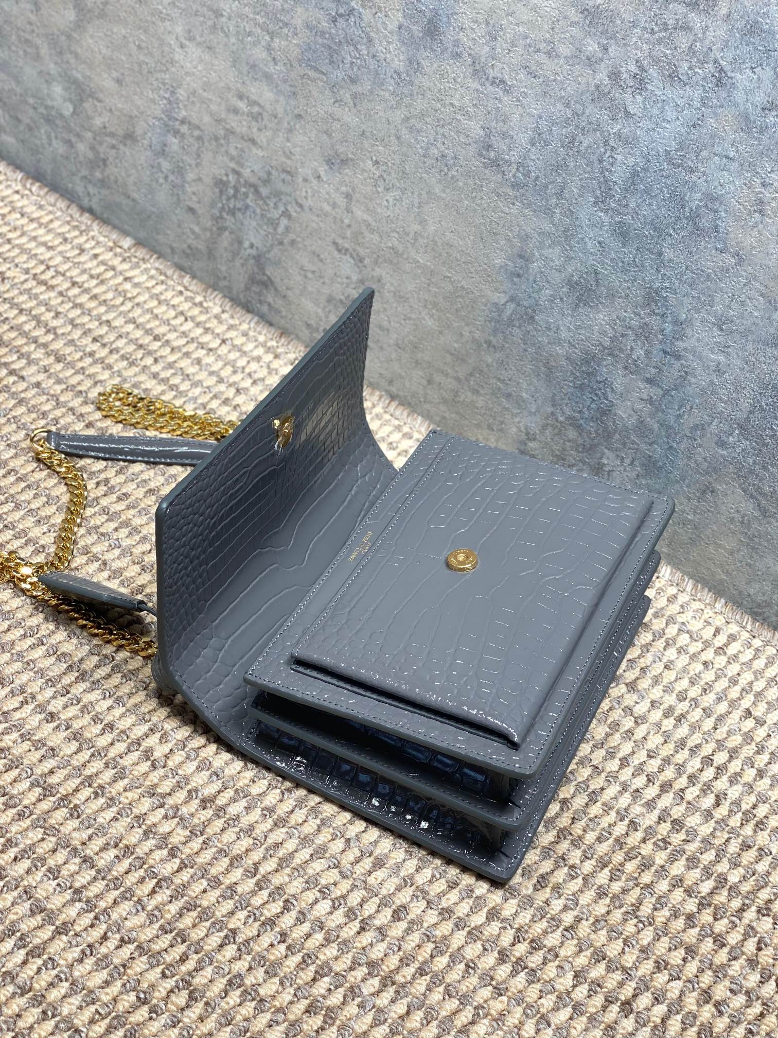 Ysl Basic Bag Cow Leather Silver L-s