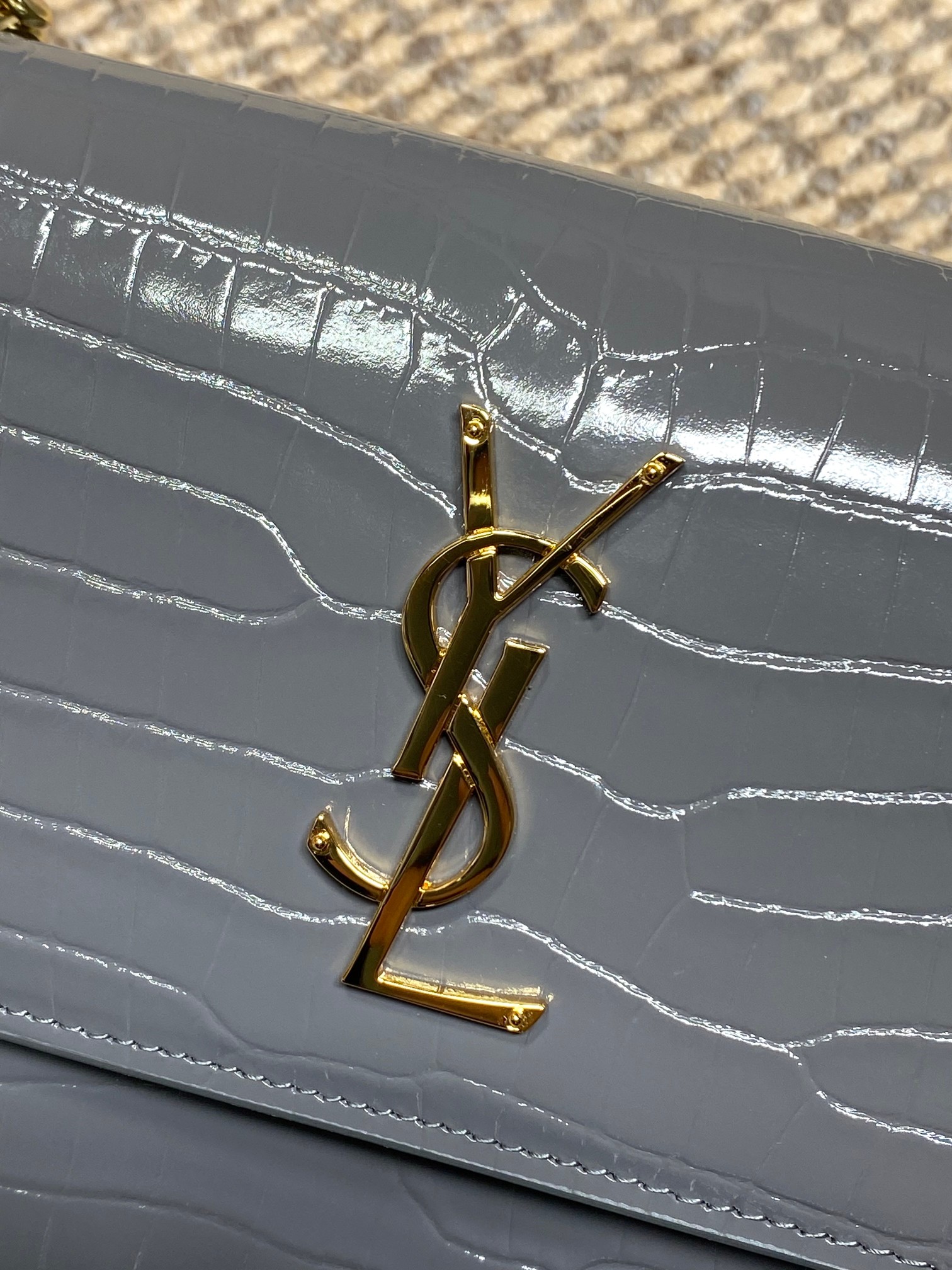 Ysl Basic Bag Cow Leather Silver L-s