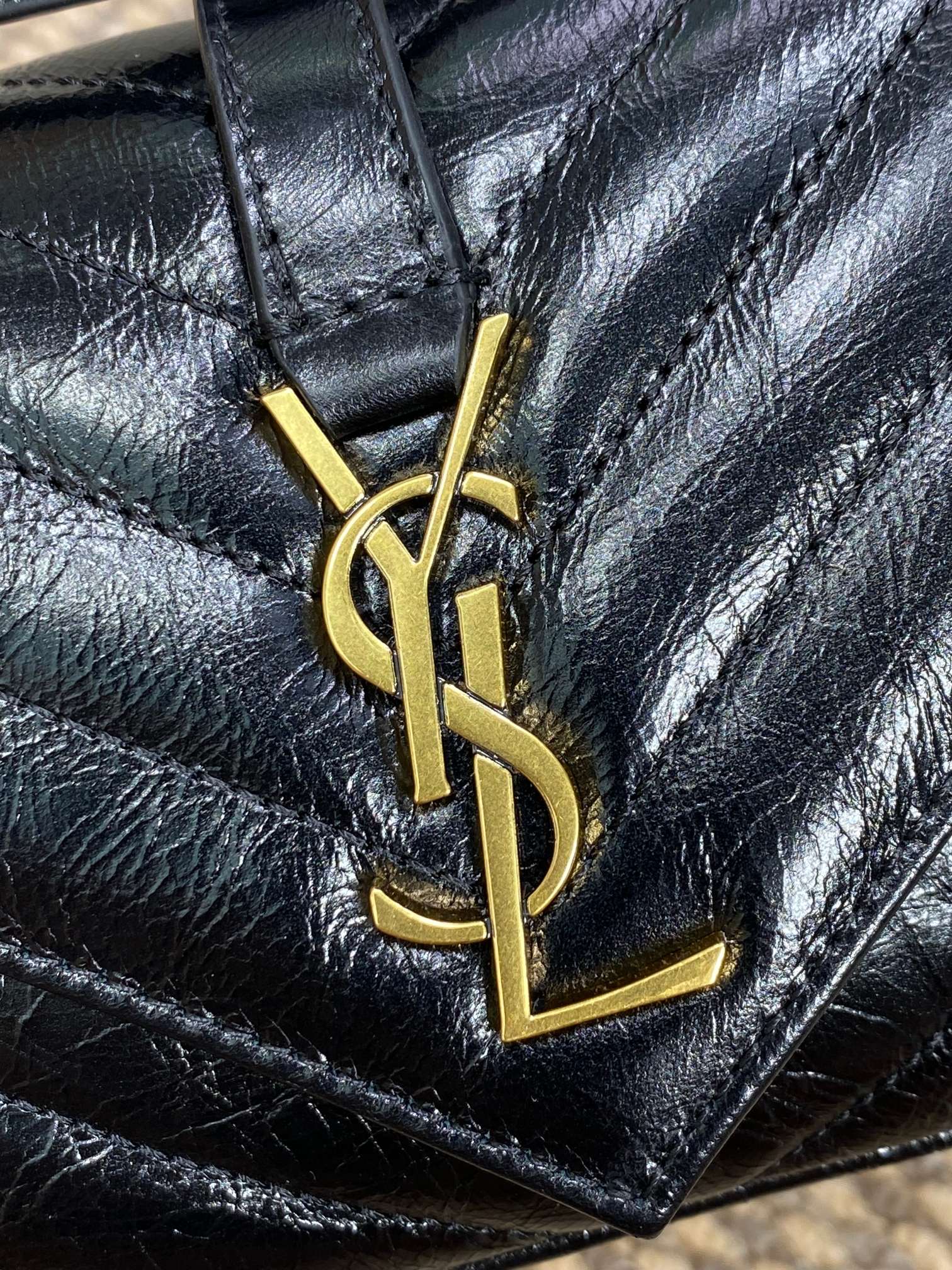 Ysl Messenger Bag Cow Leather Gold M-l-s