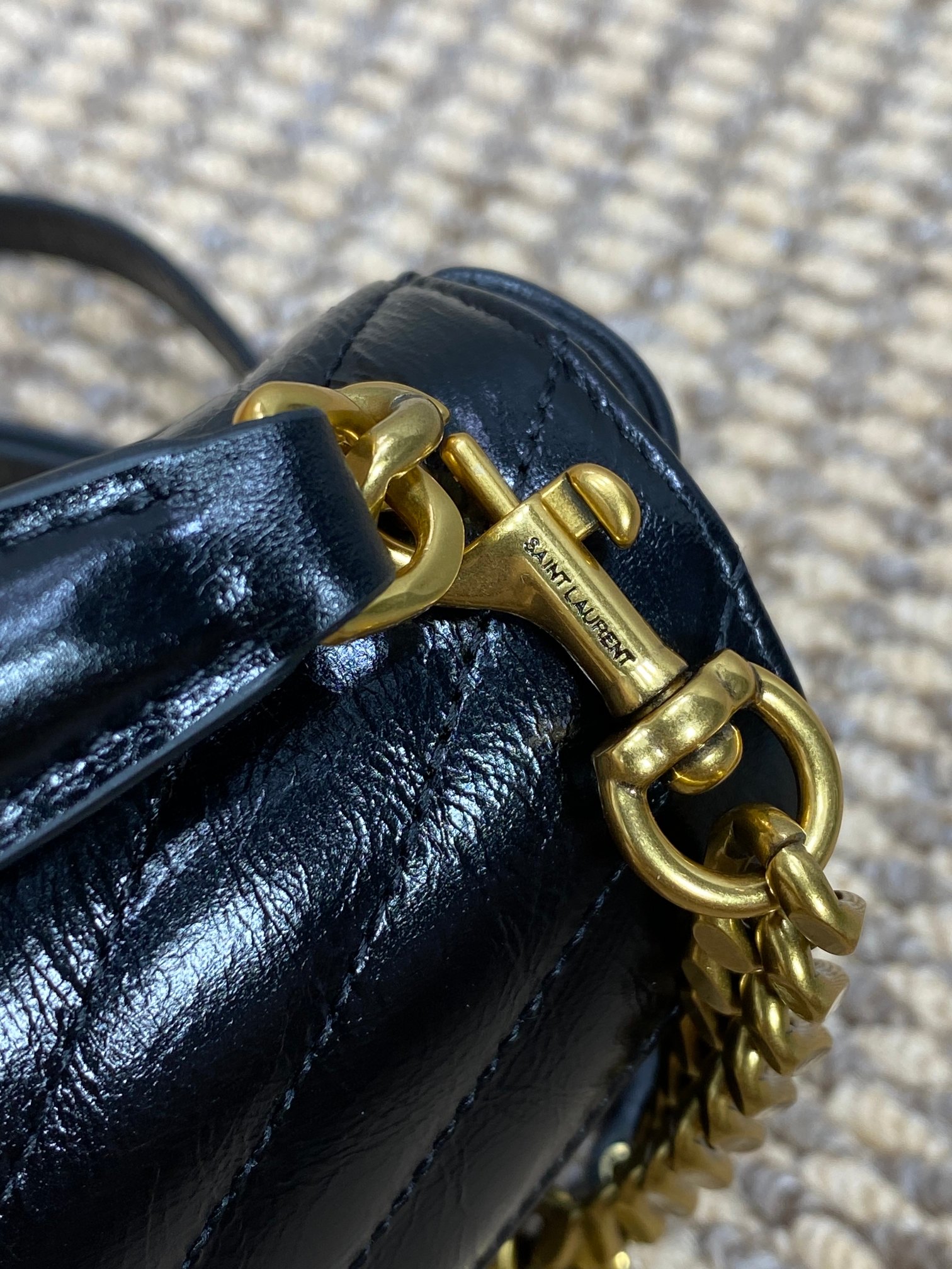 Ysl Messenger Bag Cow Leather Gold M-l-s