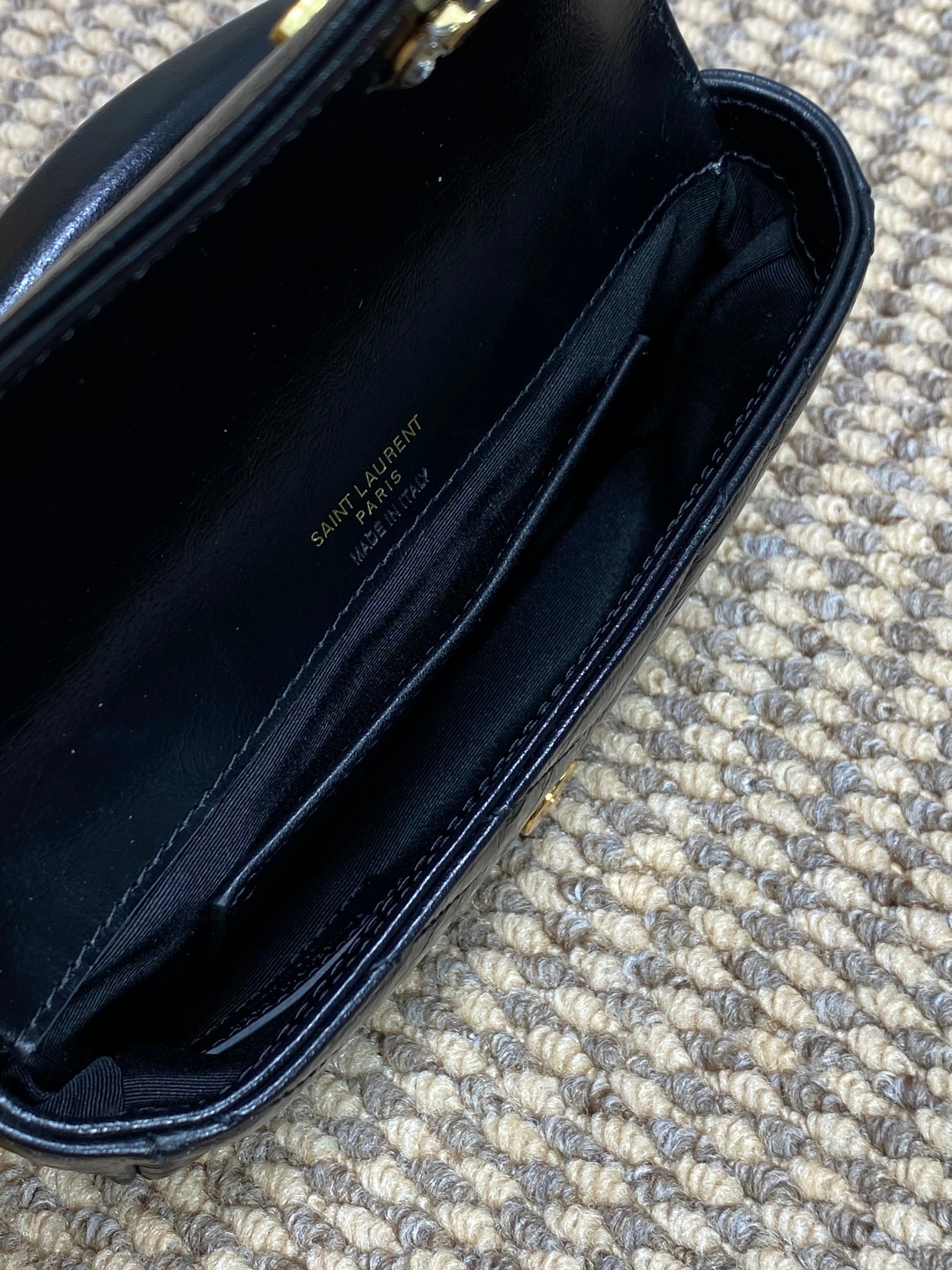 Ysl Messenger Bag Cow Leather Gold M-l-s