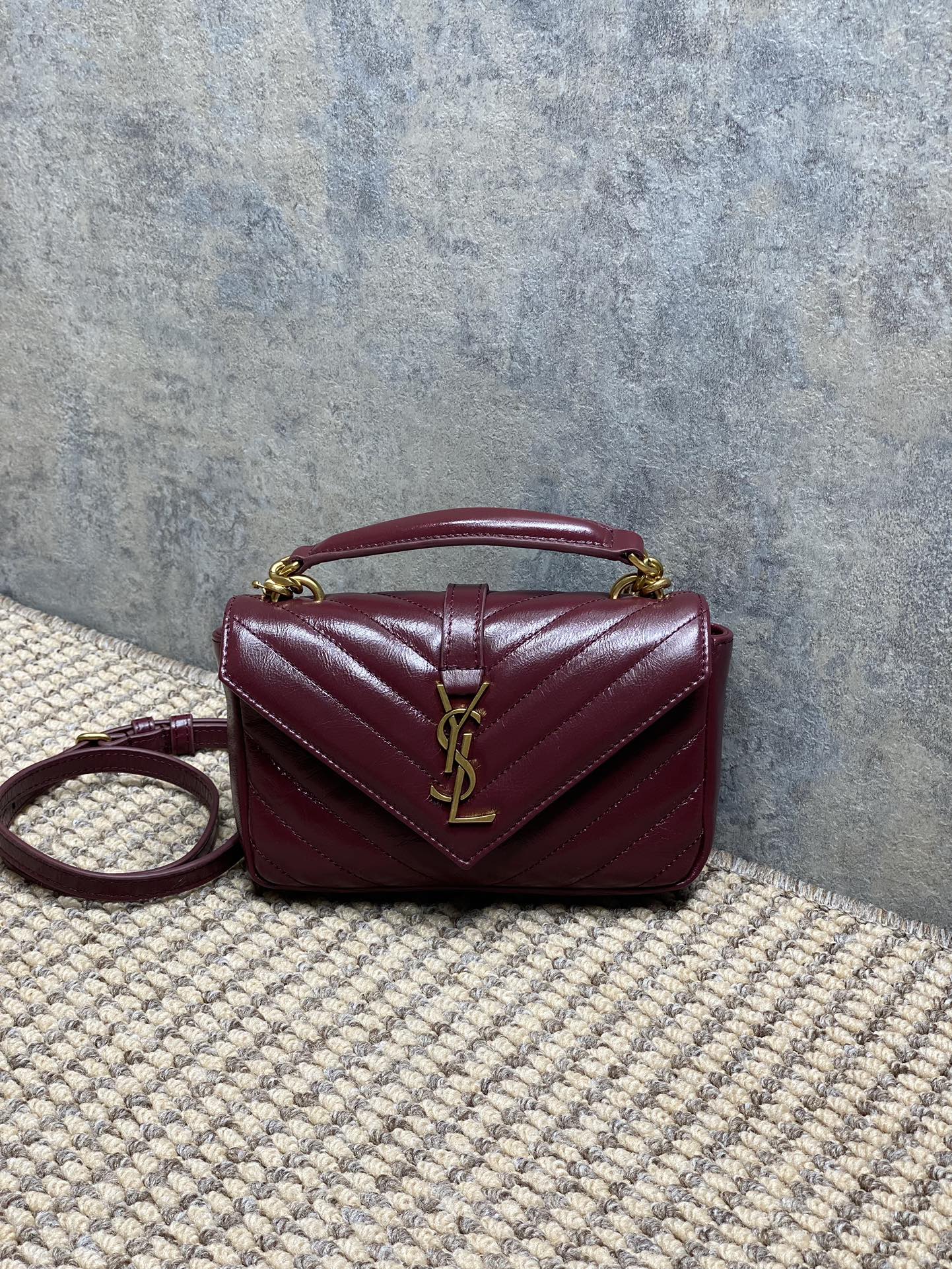 Ysl Messenger Bag Cow Leather Gold M-l-s