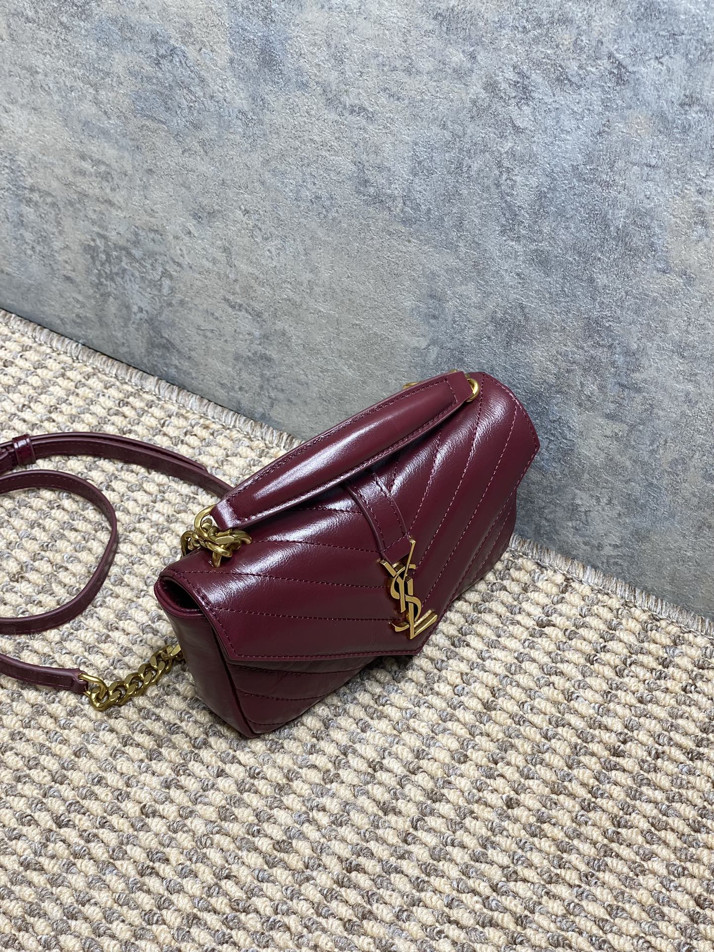 Ysl Messenger Bag Cow Leather Gold M-l-s