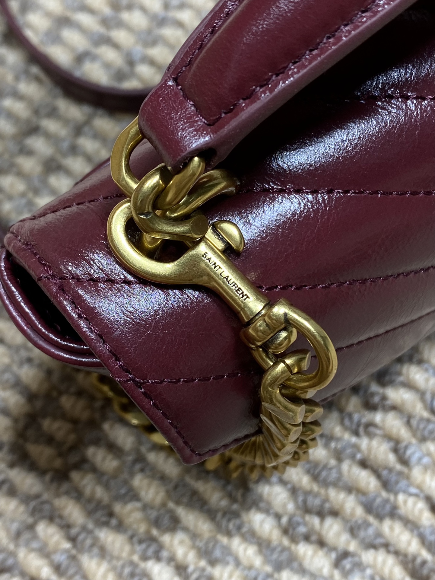 Ysl Messenger Bag Cow Leather Gold M-l-s