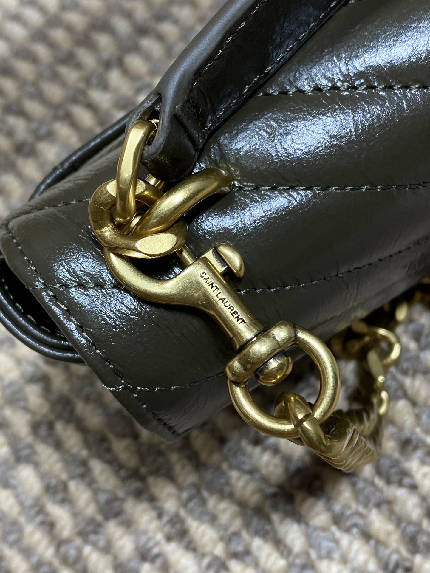 Ysl Messenger Bag Cow Leather Gold M-l-s