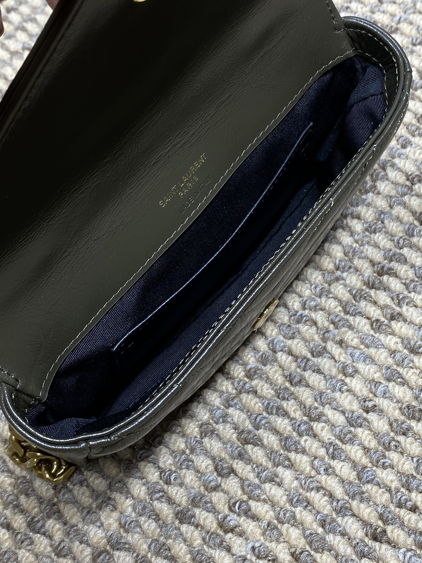 Ysl Messenger Bag Cow Leather Gold M-l-s