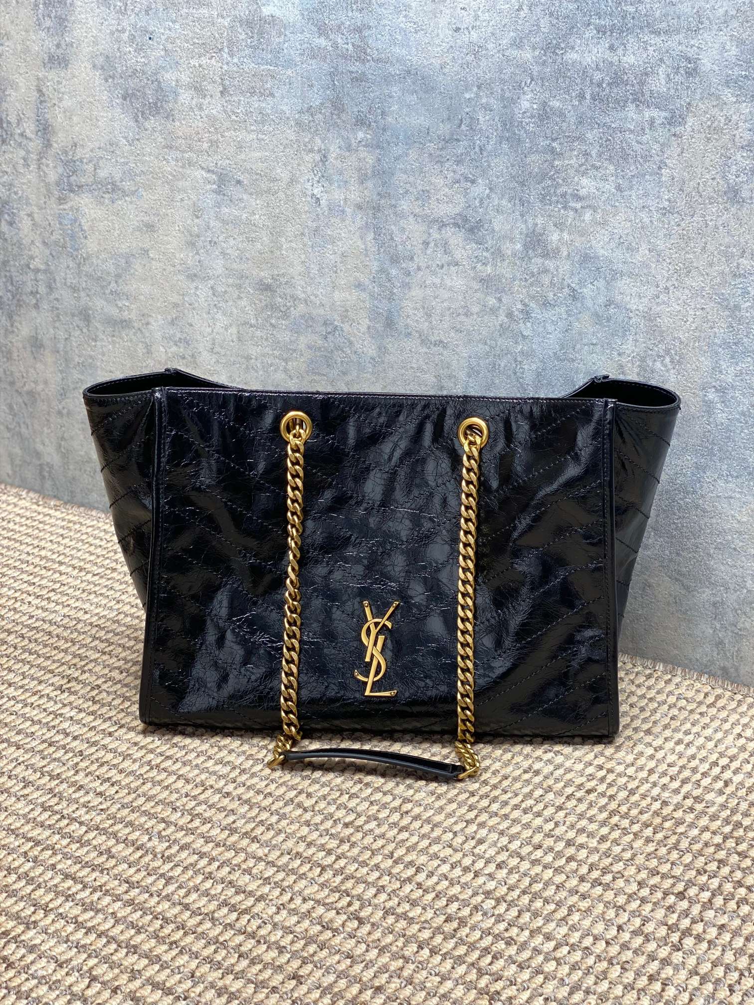 Ysl Tote Bag Cow Leather Black 14cm-l-s