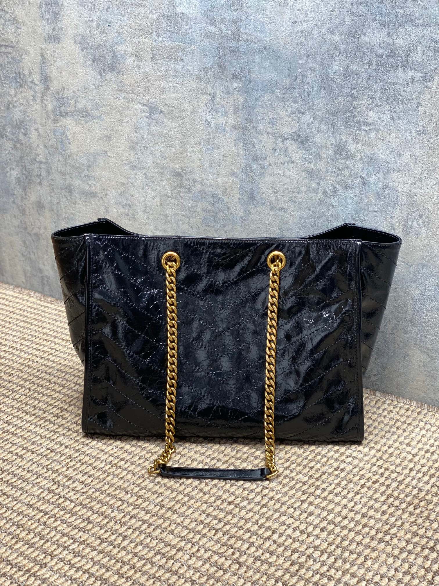 Ysl Tote Bag Cow Leather Black 14cm-l-s