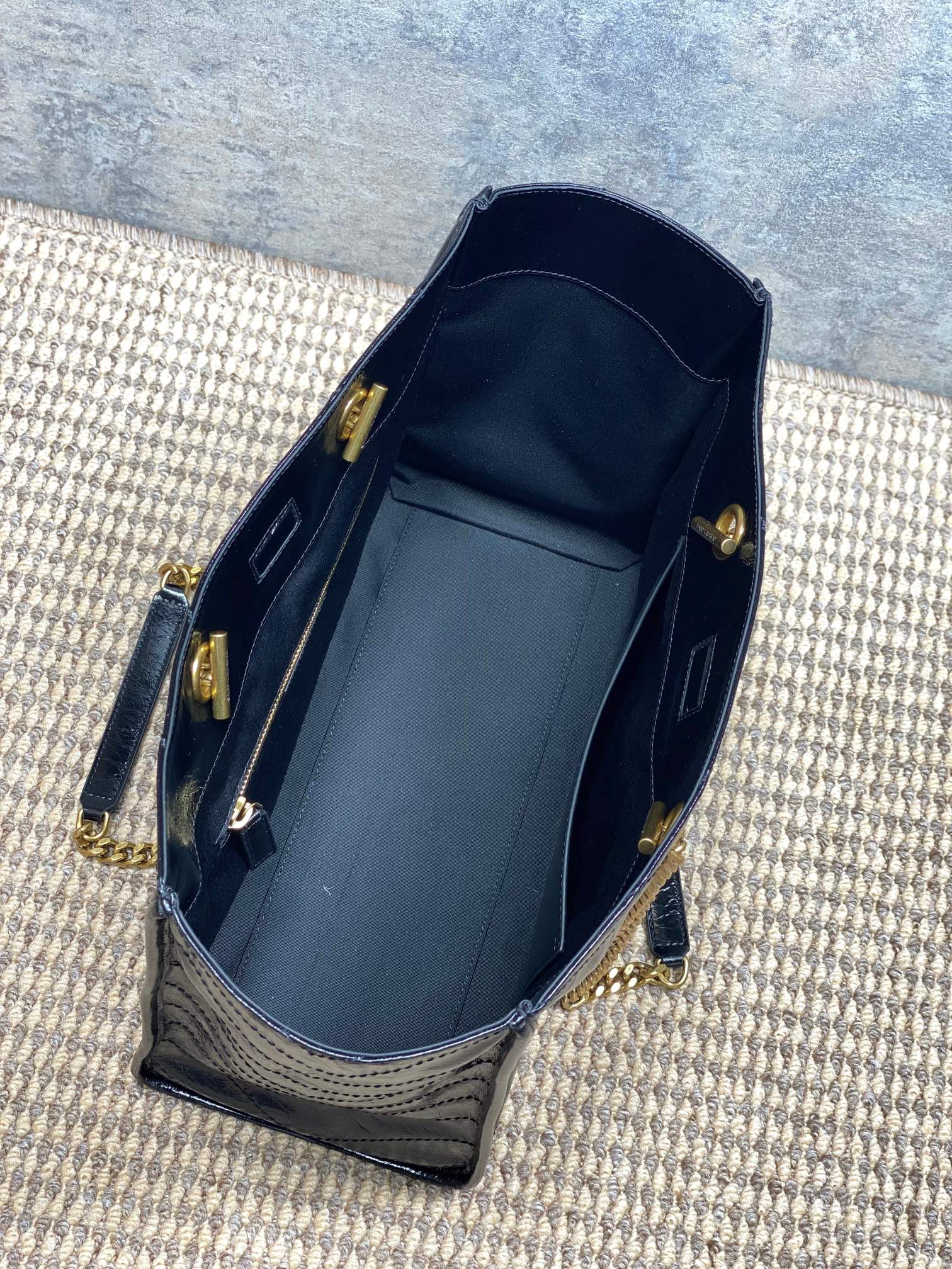 Ysl Tote Bag Cow Leather Black 14cm-l-s