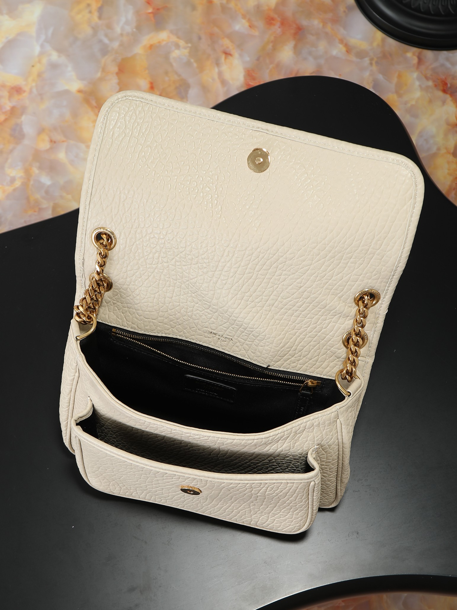 Basic Bag Sheepskin White Large Capacity M-28cm