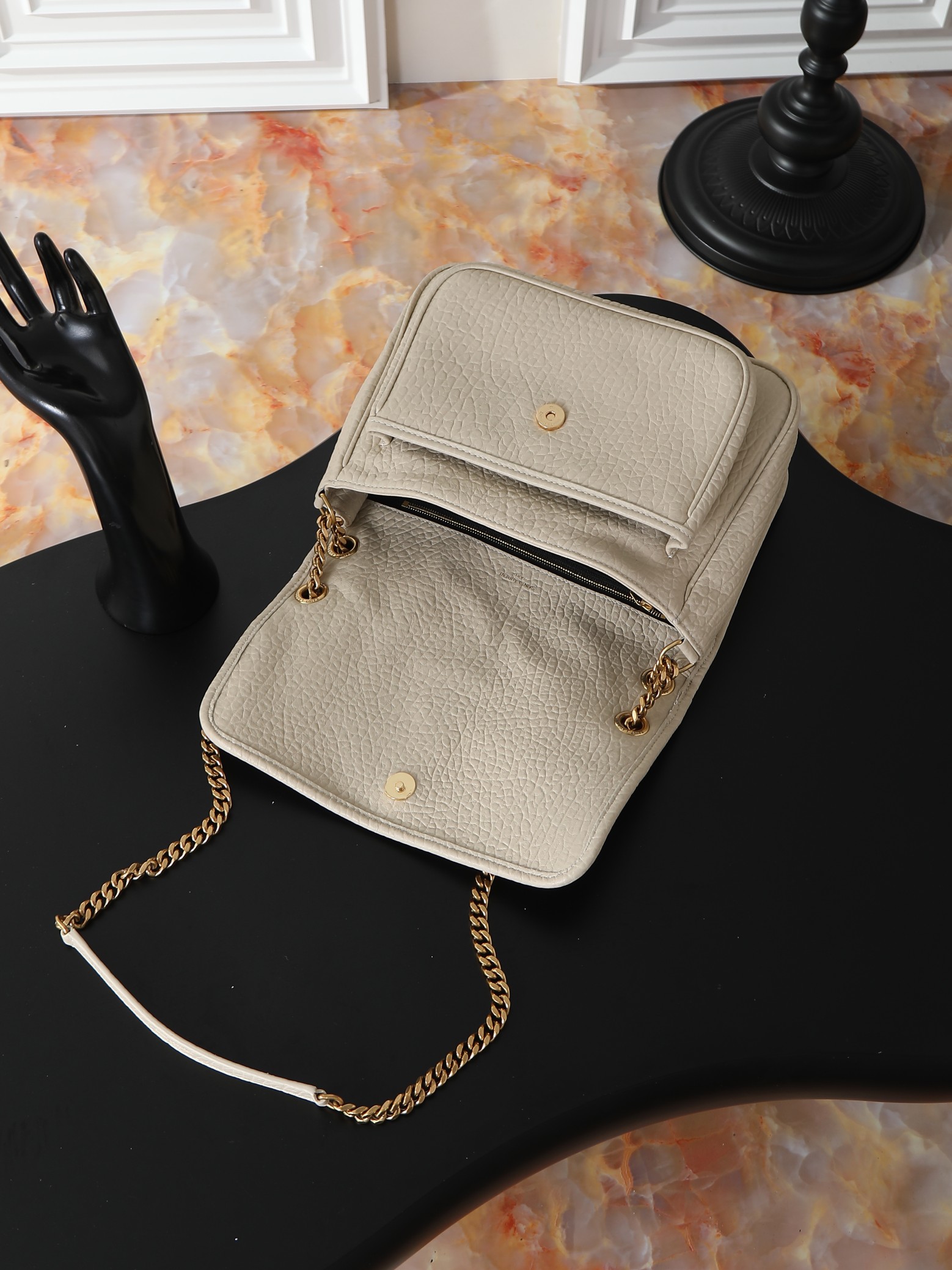 Basic Bag Sheepskin White Large Capacity M-28cm