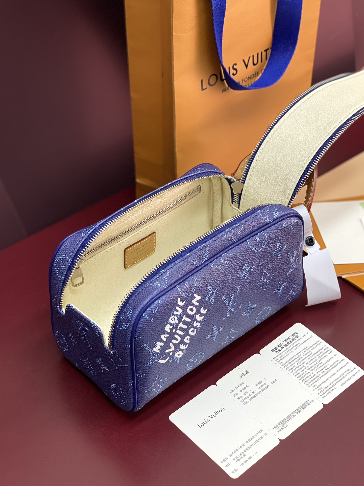 Louis Vuitton Basic Bag Cow Leather Blue M