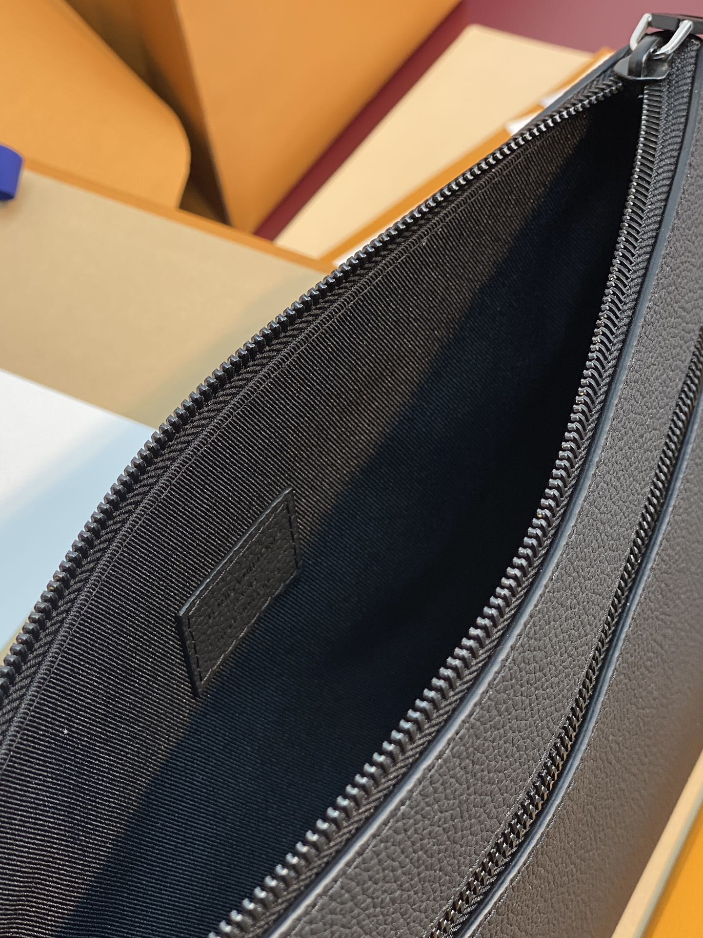 Louis Vuitton Clutch Bag Cow Leather Black M-l