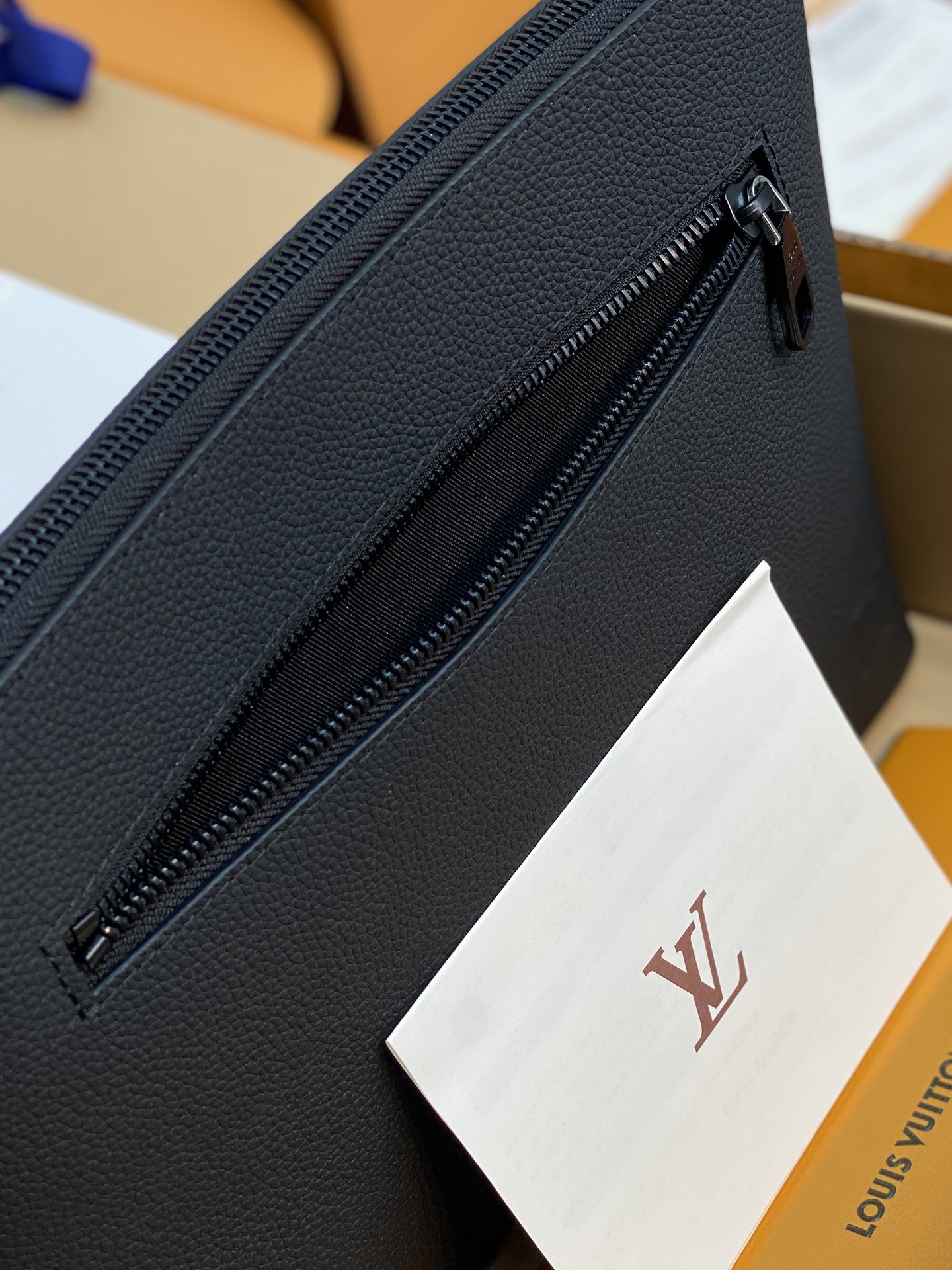 Louis Vuitton Clutch Bag Cow Leather Black M-l