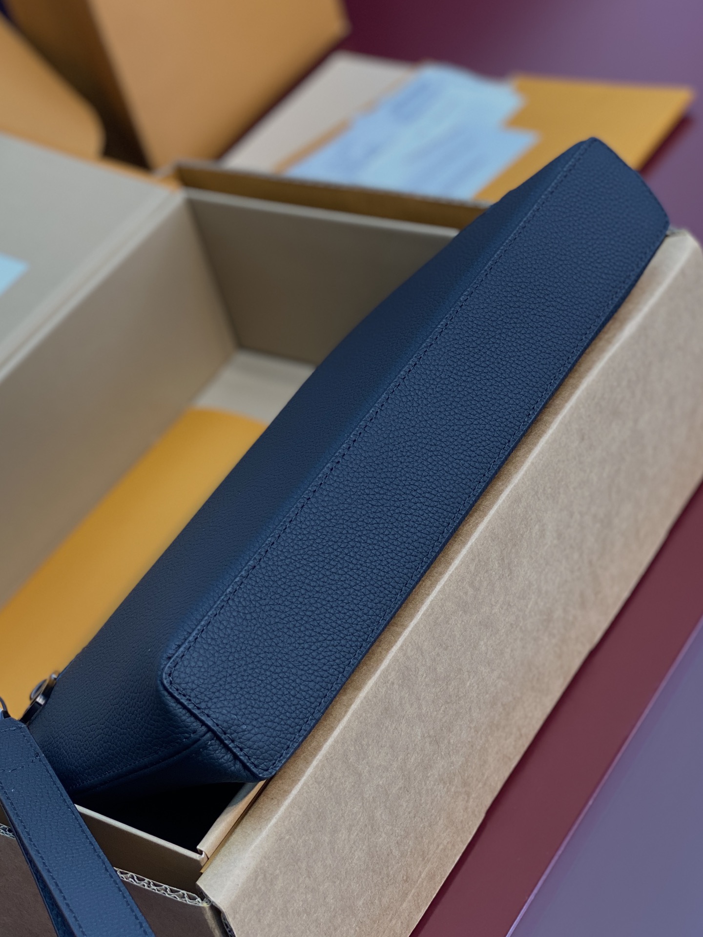 Louis Vuitton Clutch Bag Cow Leather Black M-l