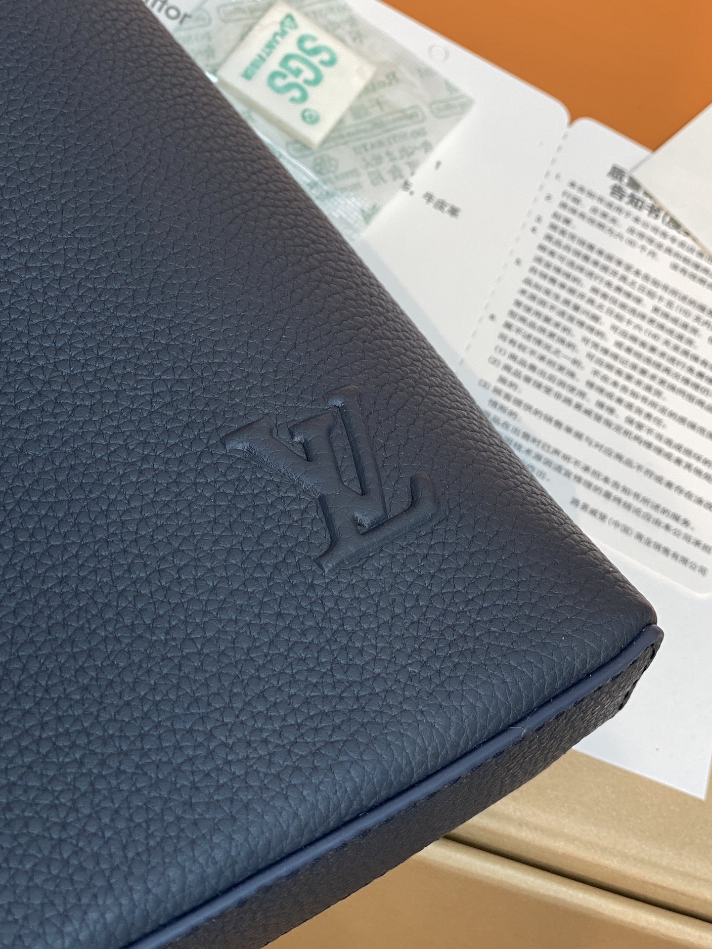 Louis Vuitton Clutch Bag Cow Leather Blue M-l