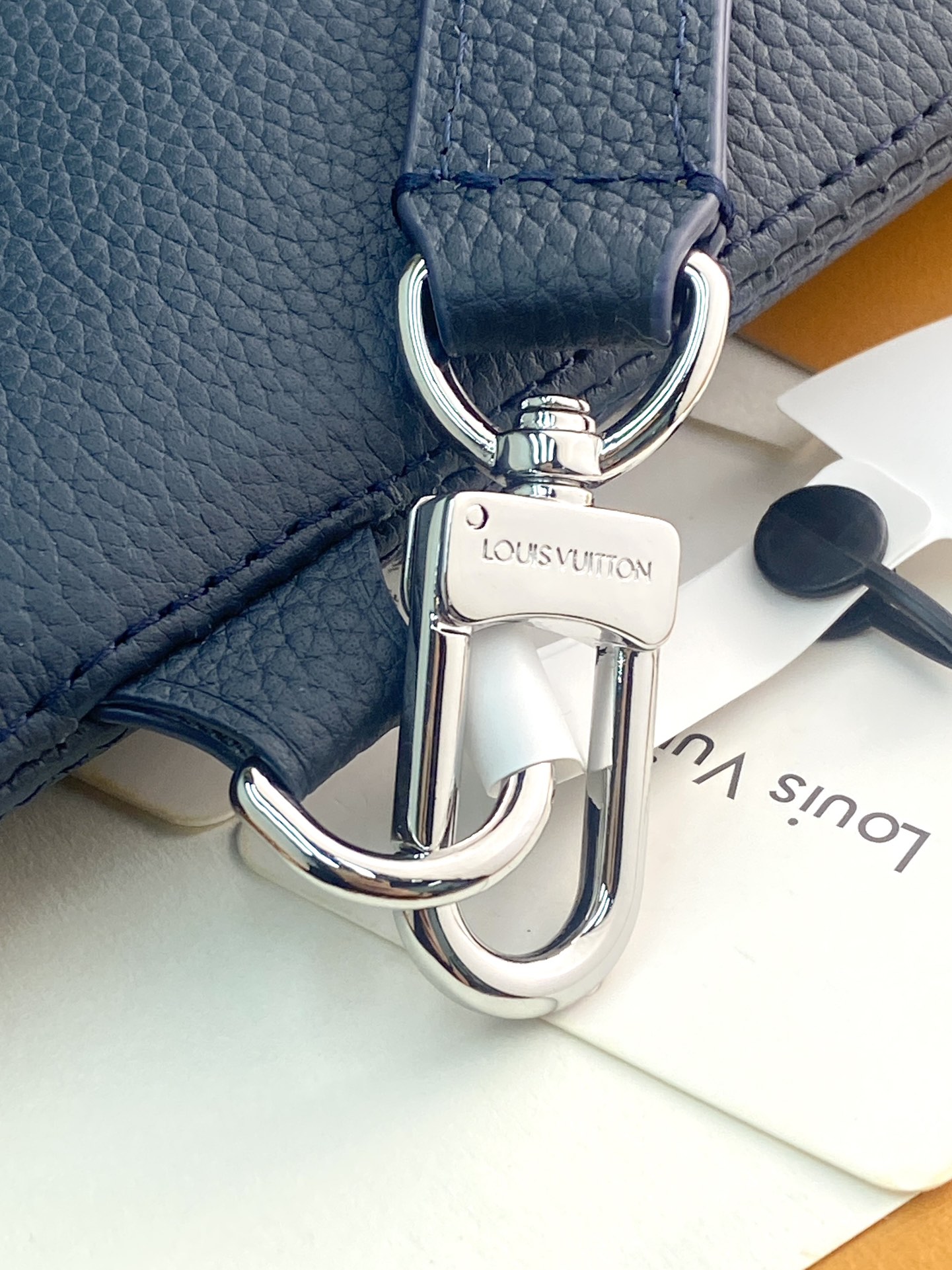 Louis Vuitton Clutch Bag Cow Leather Blue M-l