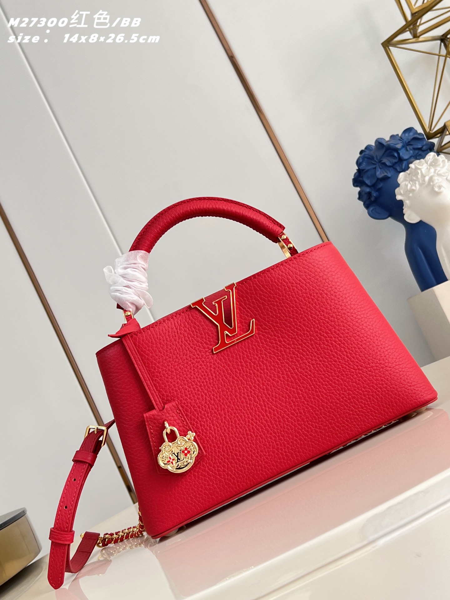 Louis Vuitton Basic Bag Cow Leather Red M-l-s