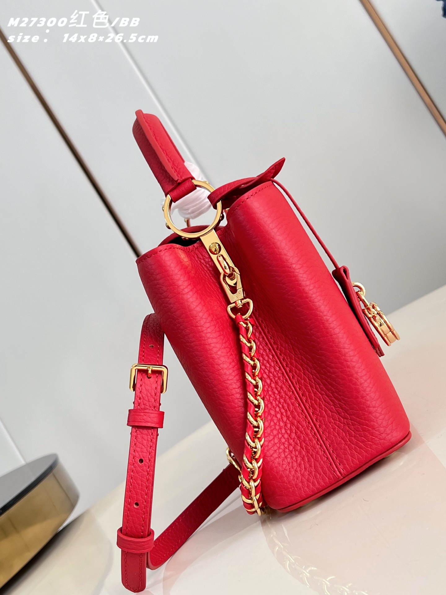 Louis Vuitton Basic Bag Cow Leather Red M-l-s