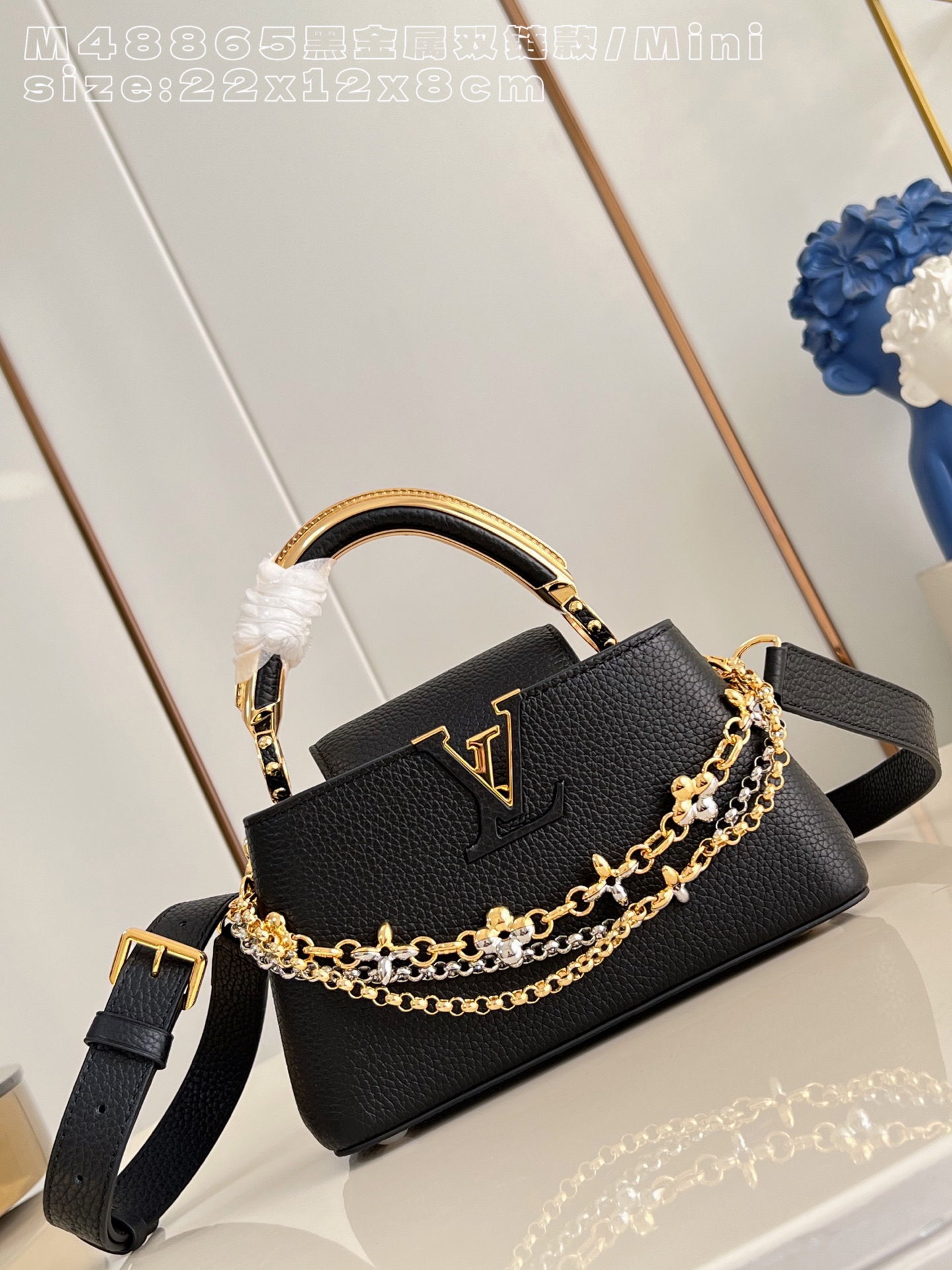 Louis Vuitton Basic Bag Cow Leather Black M-l-s