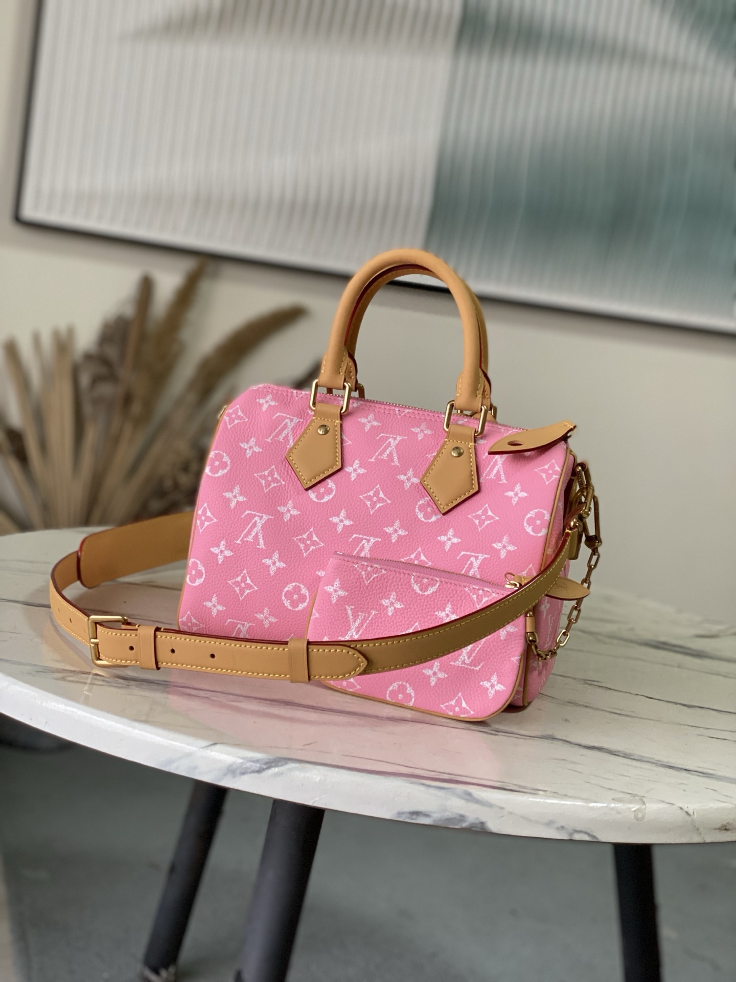 Louis Vuitton Basic Bag Cow Leather Pink M-l-s