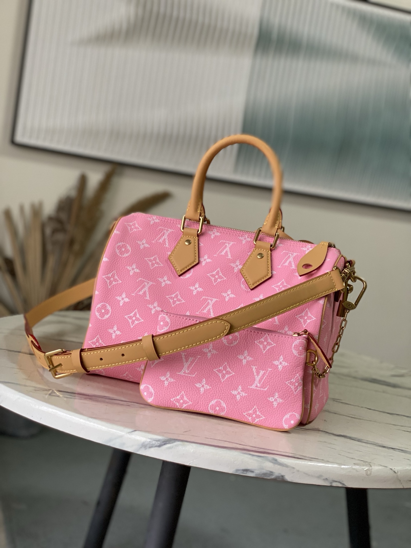 Louis Vuitton Basic Bag Cow Leather Pink M-l-s