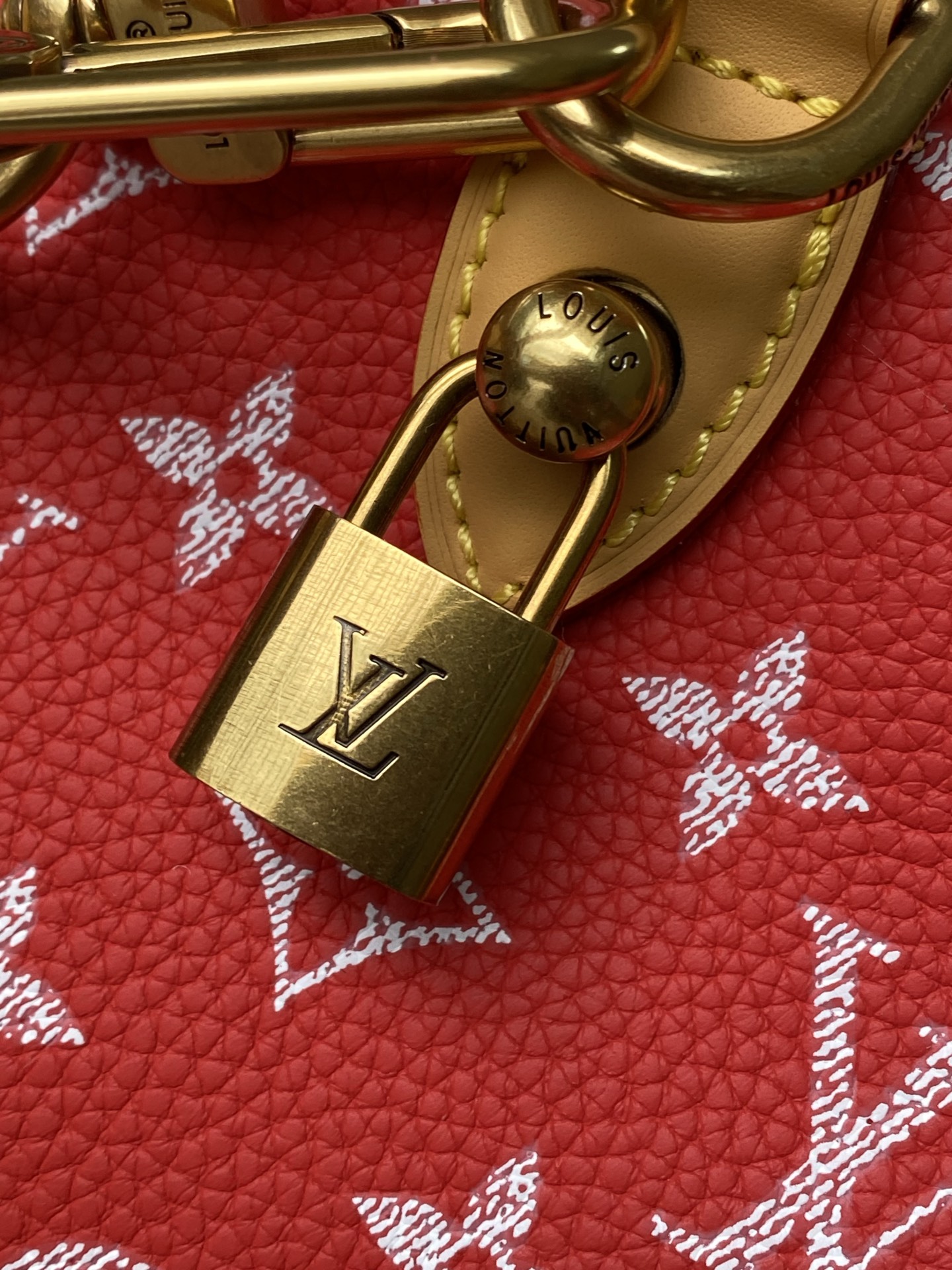 Louis Vuitton Basic Bag Cow Leather Red M-l-s