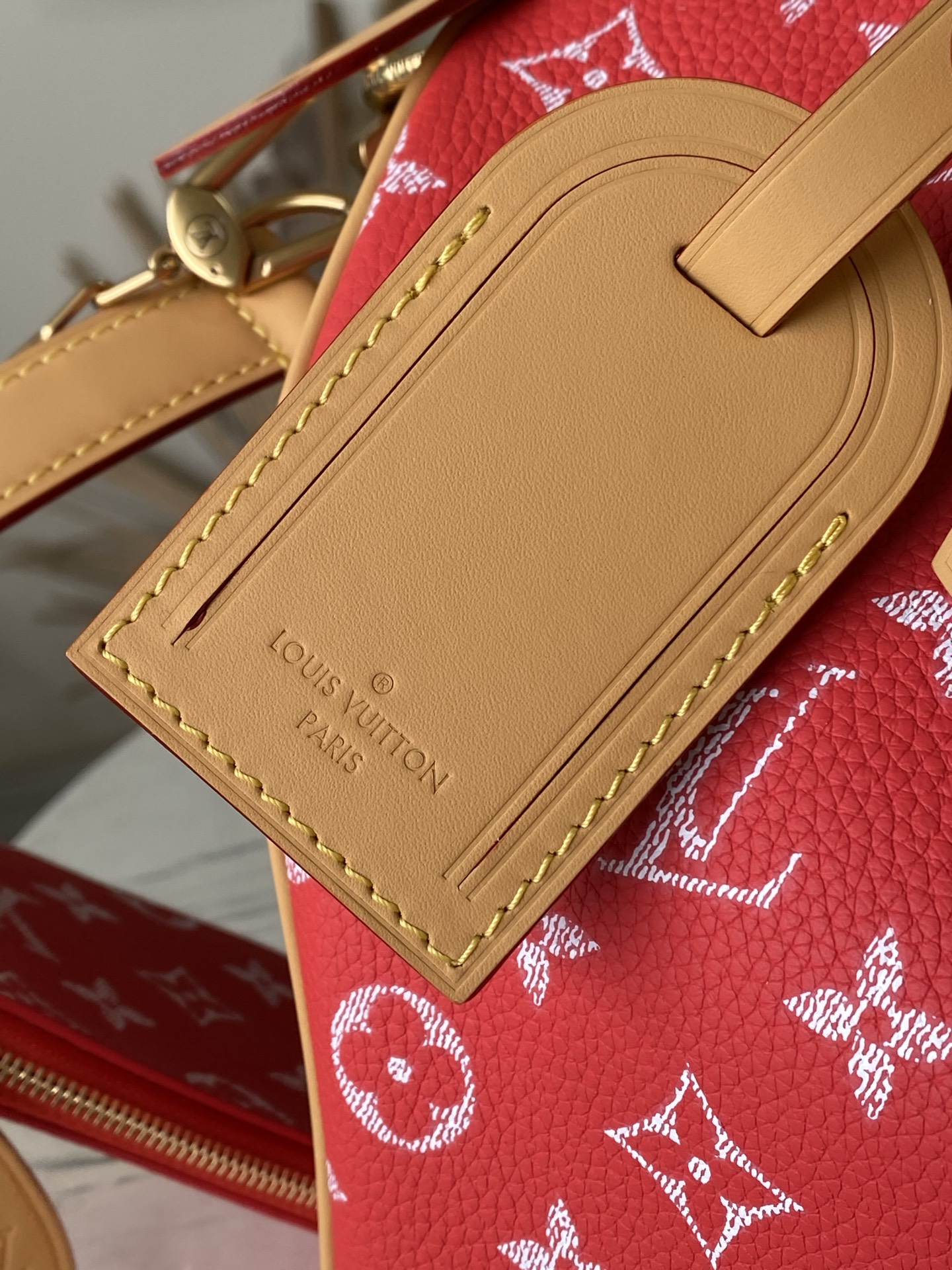 Louis Vuitton Basic Bag Cow Leather Red M-l-s