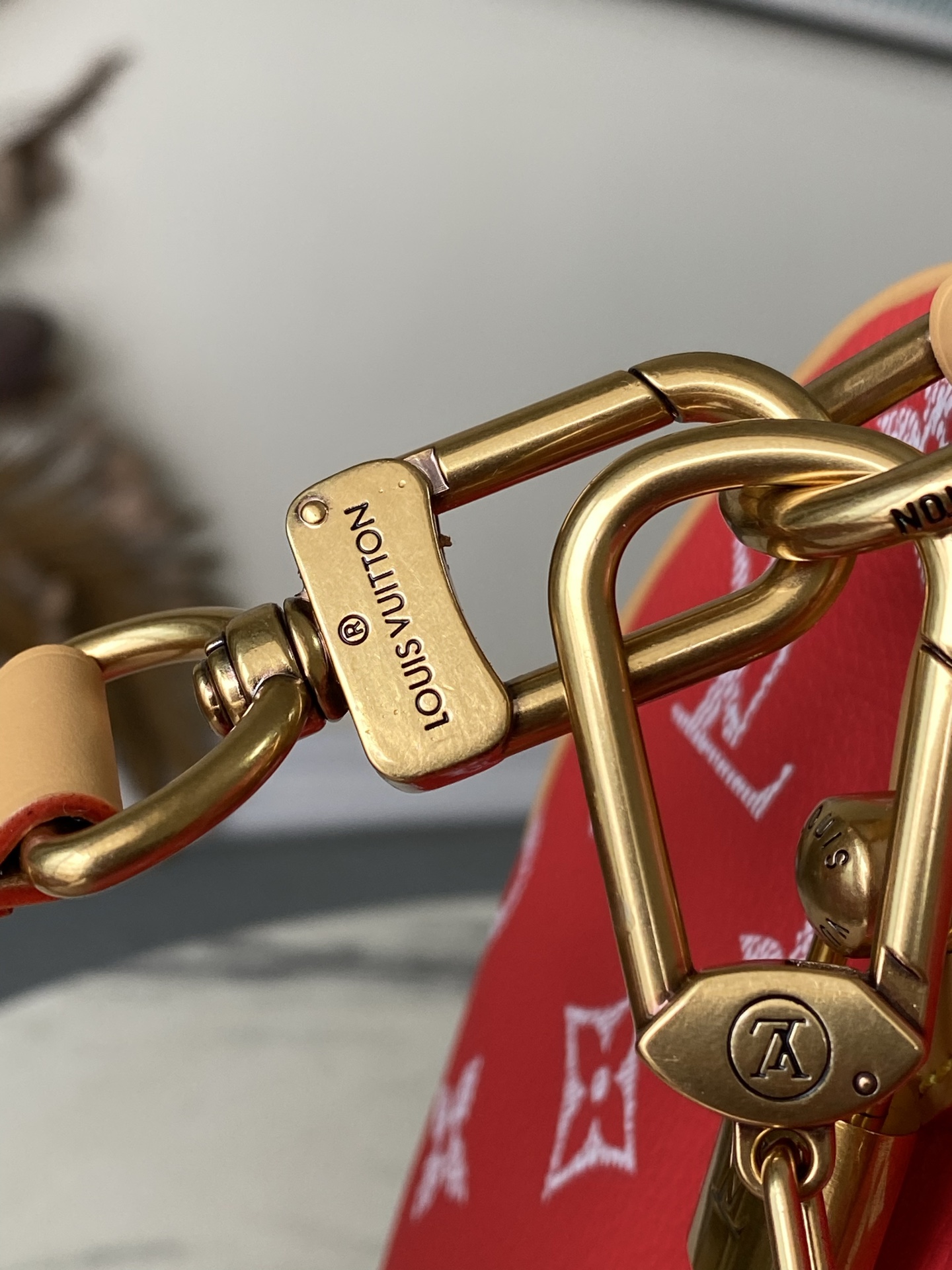 Louis Vuitton Basic Bag Cow Leather Red M-l-s