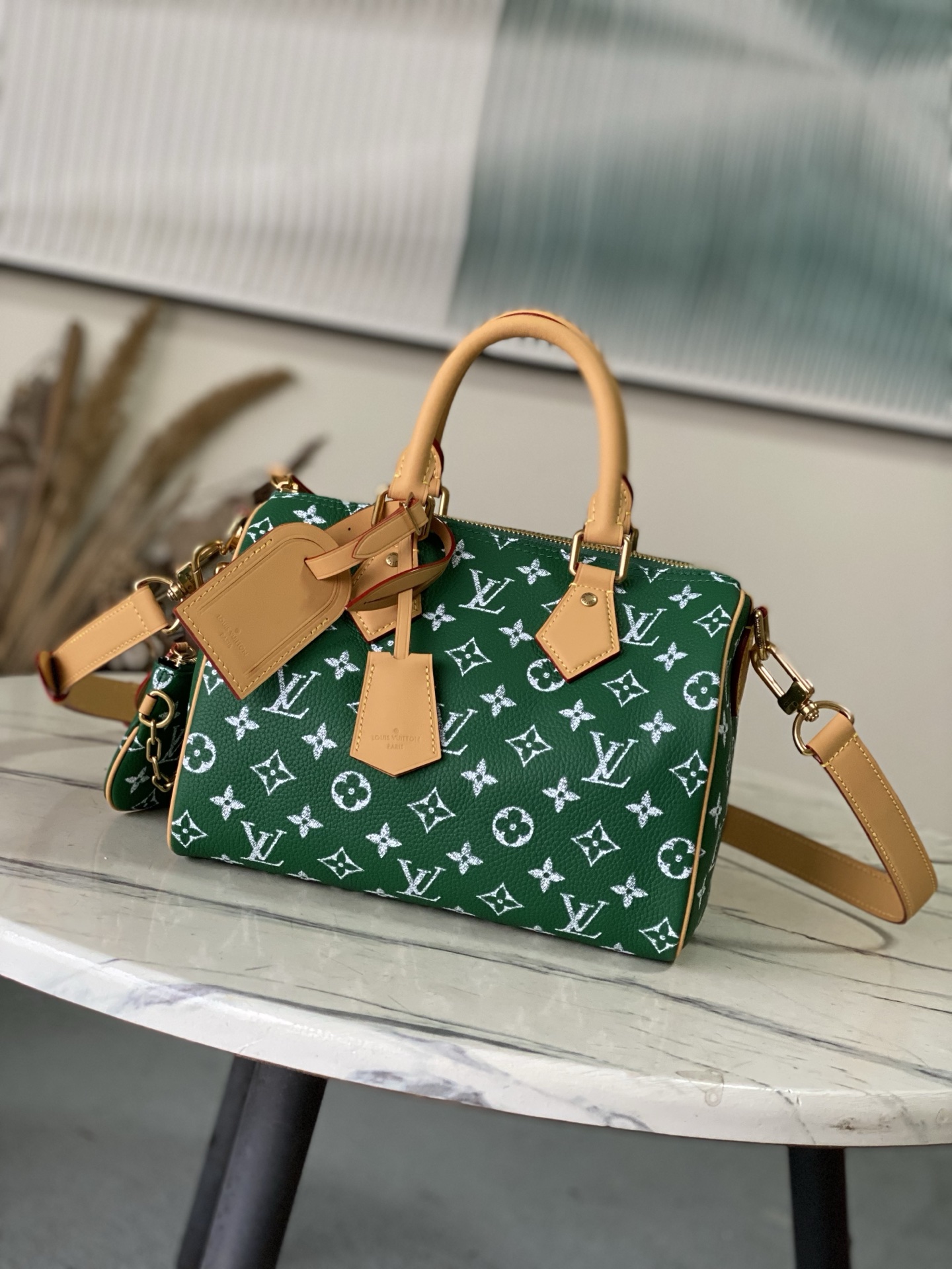 Louis Vuitton Basic Bag Cow Leather Green M-l-s