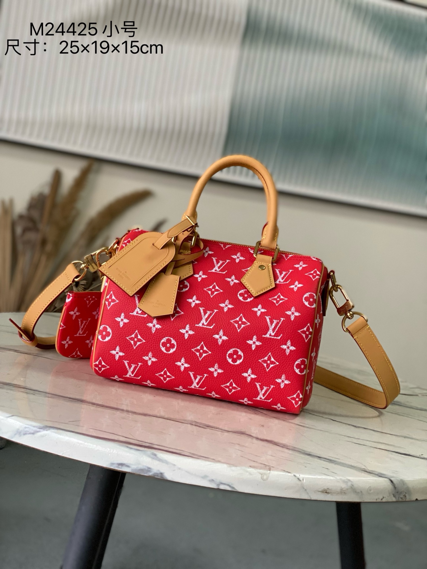 Louis Vuitton Basic Bag Cow Leather Red M-l-s