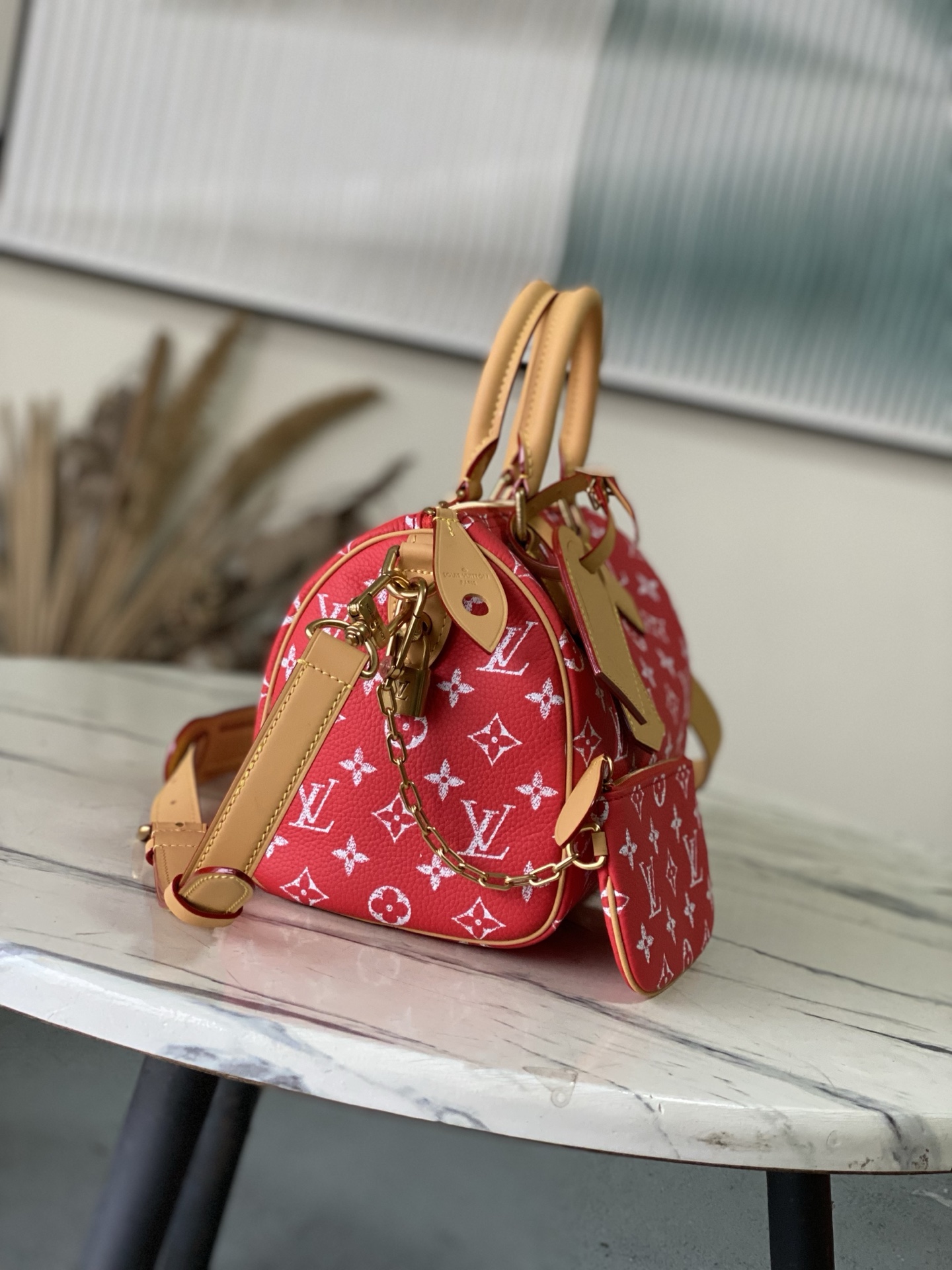 Louis Vuitton Basic Bag Cow Leather Red M-l-s
