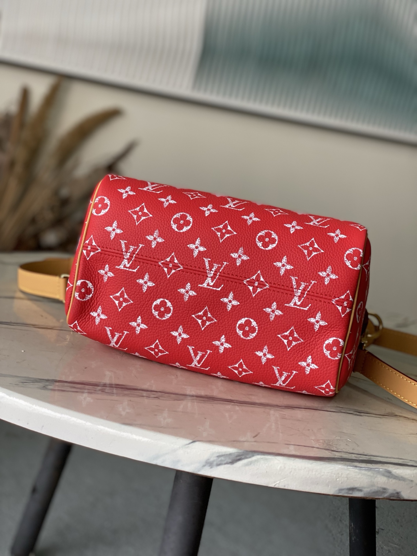 Louis Vuitton Basic Bag Cow Leather Red M-l-s