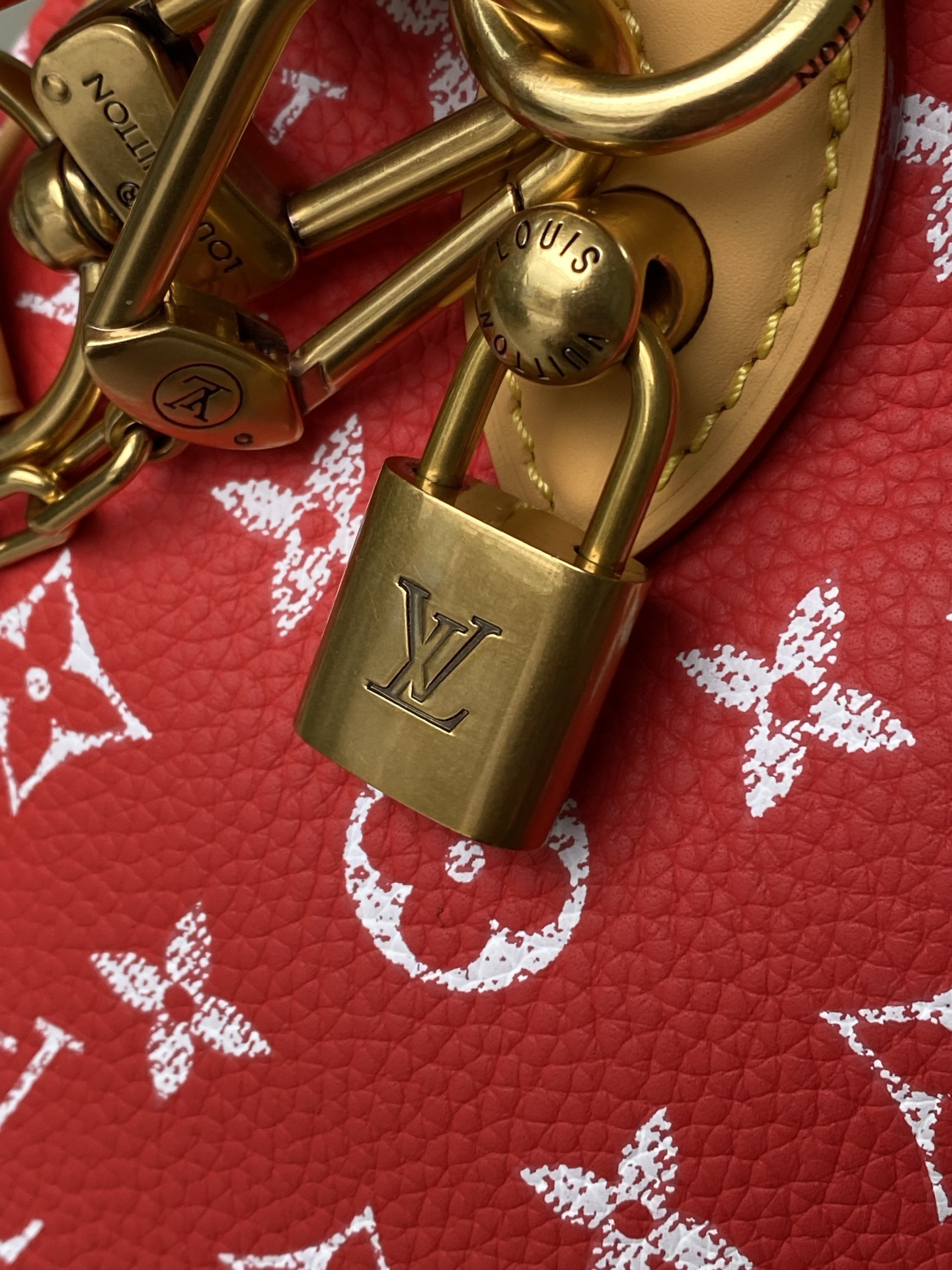 Louis Vuitton Basic Bag Cow Leather Red M-l-s
