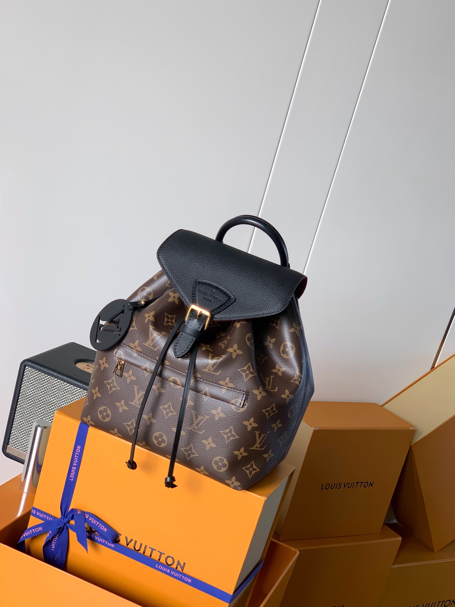 Louis Vuitton Backpack Cow Leather Black M-s