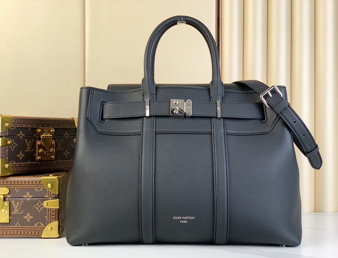 Tote Bag Cow Leather Black M-l-s
