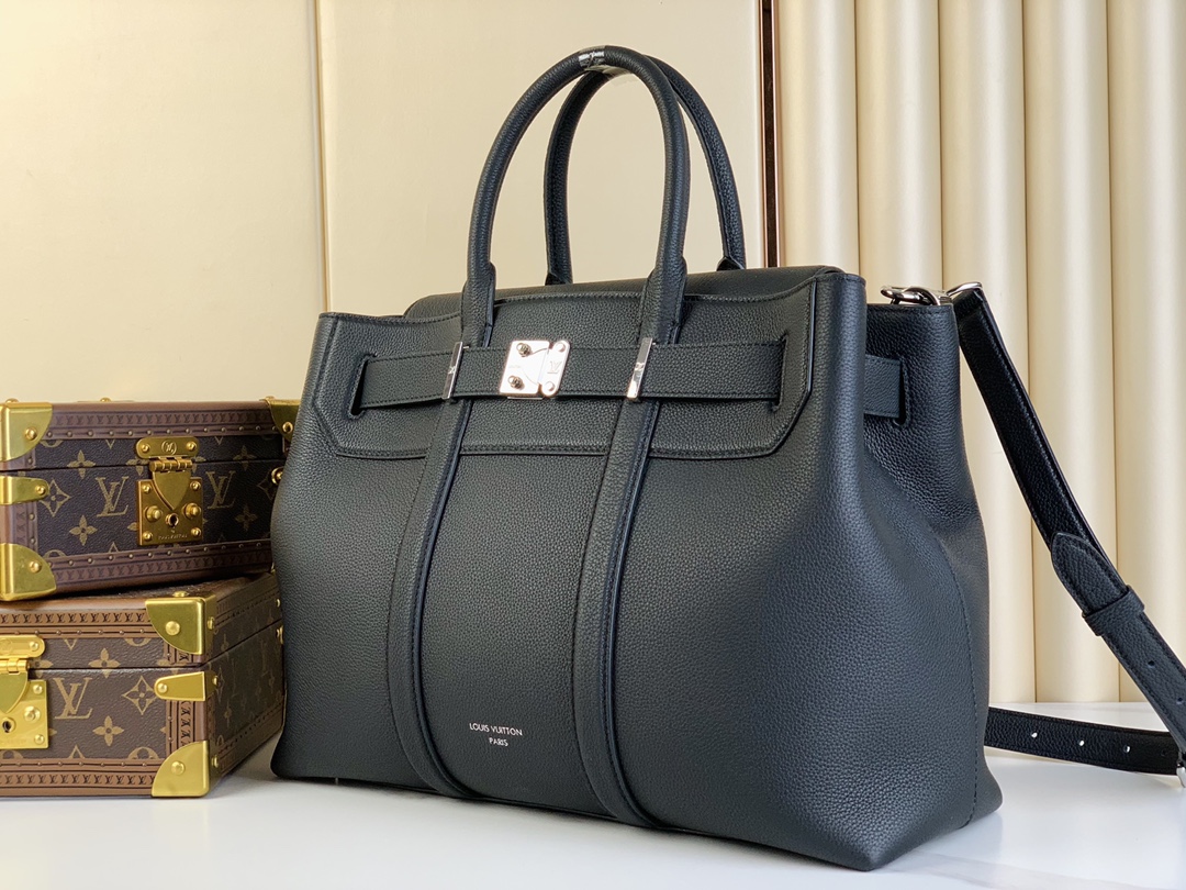 Tote Bag Cow Leather Black M-l-s