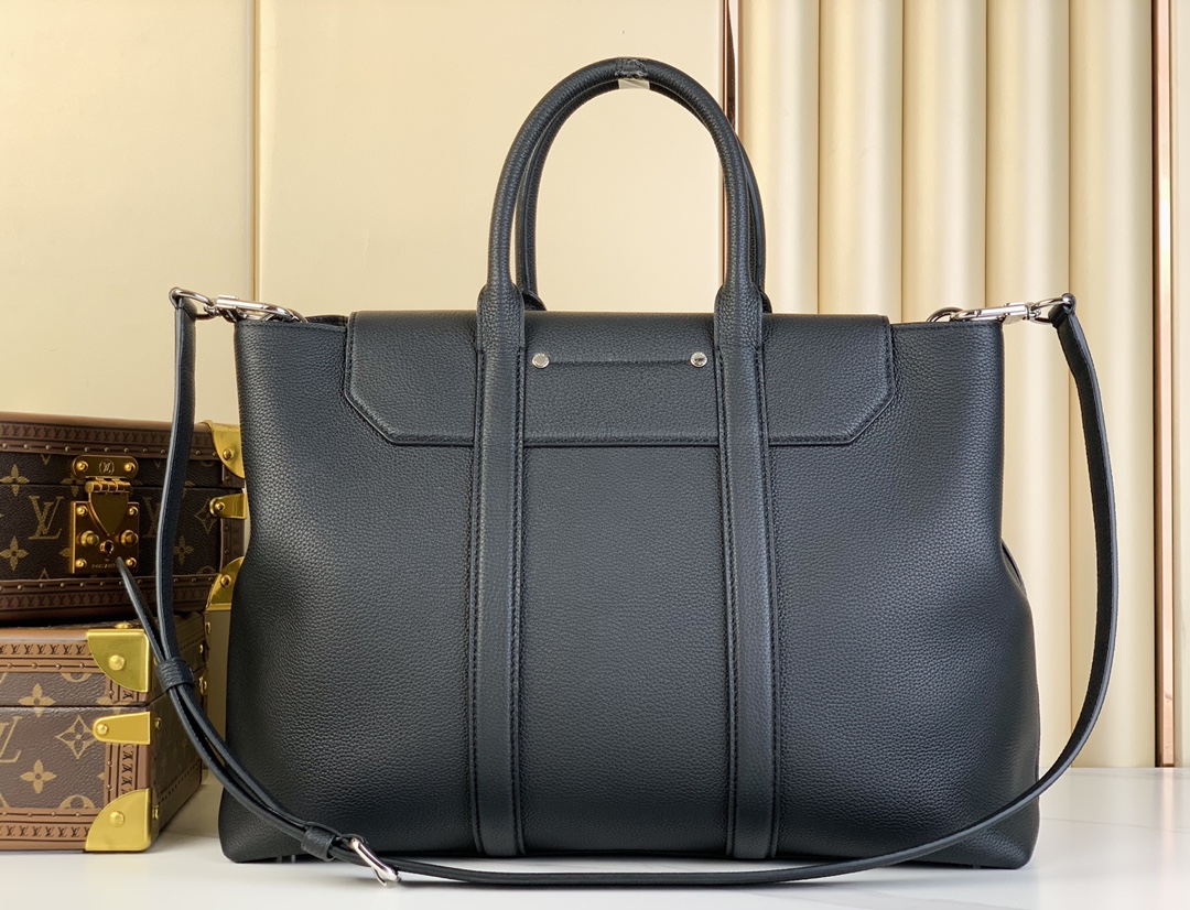 Tote Bag Cow Leather Black M-l-s