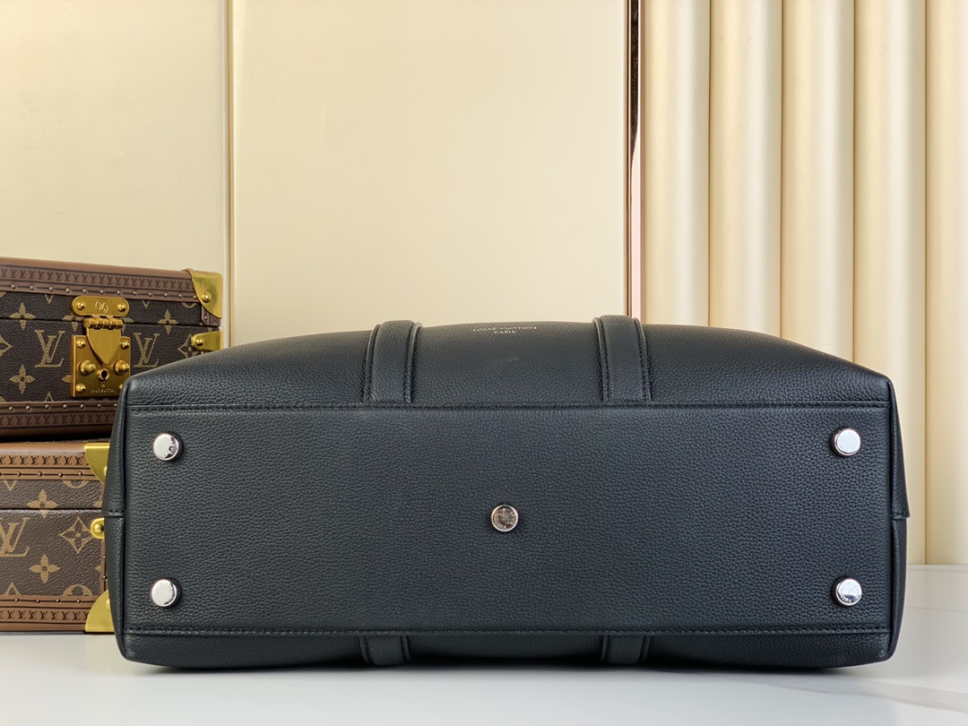 Tote Bag Cow Leather Black M-l-s