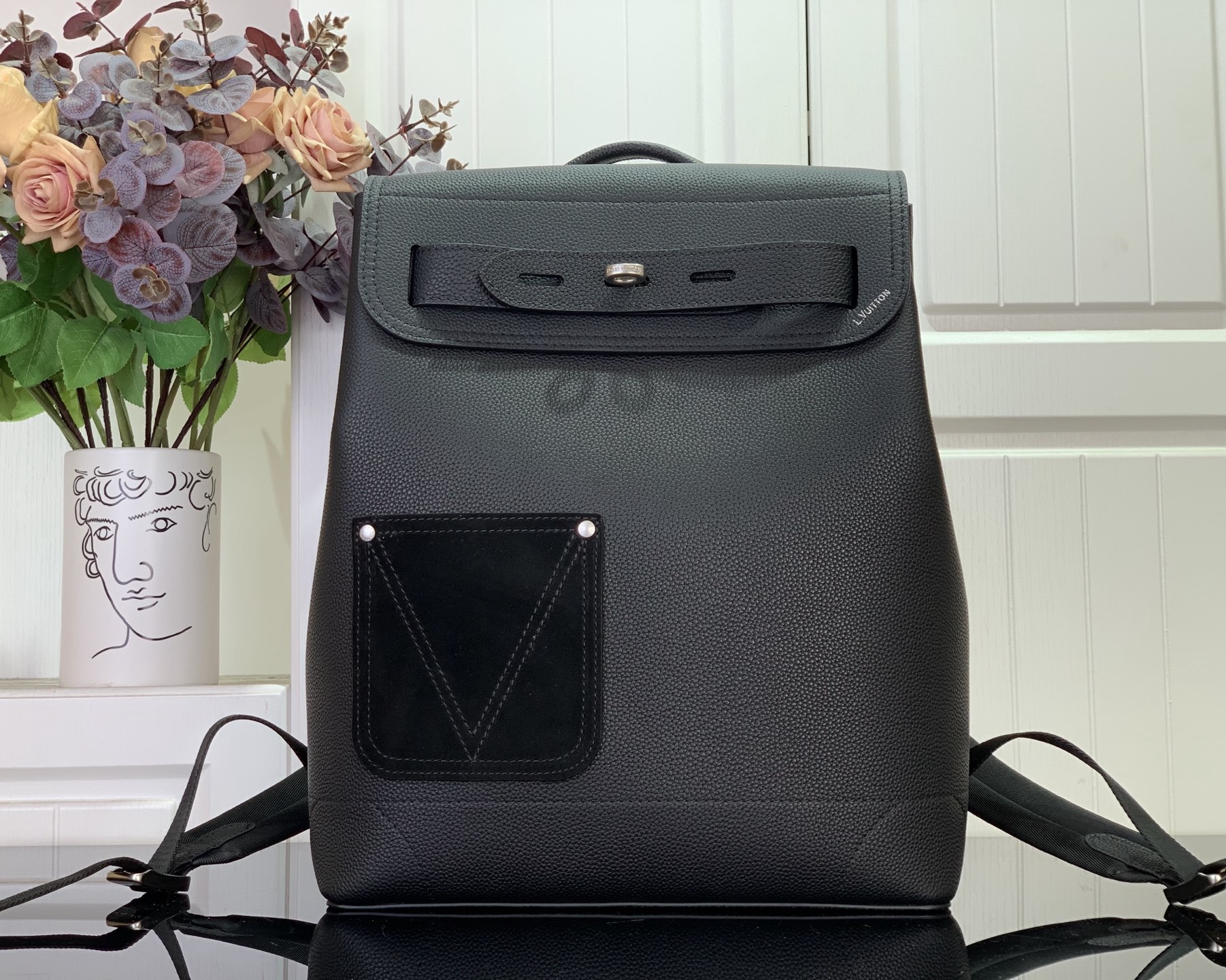 Backpack Cow Leather Black M-l-s