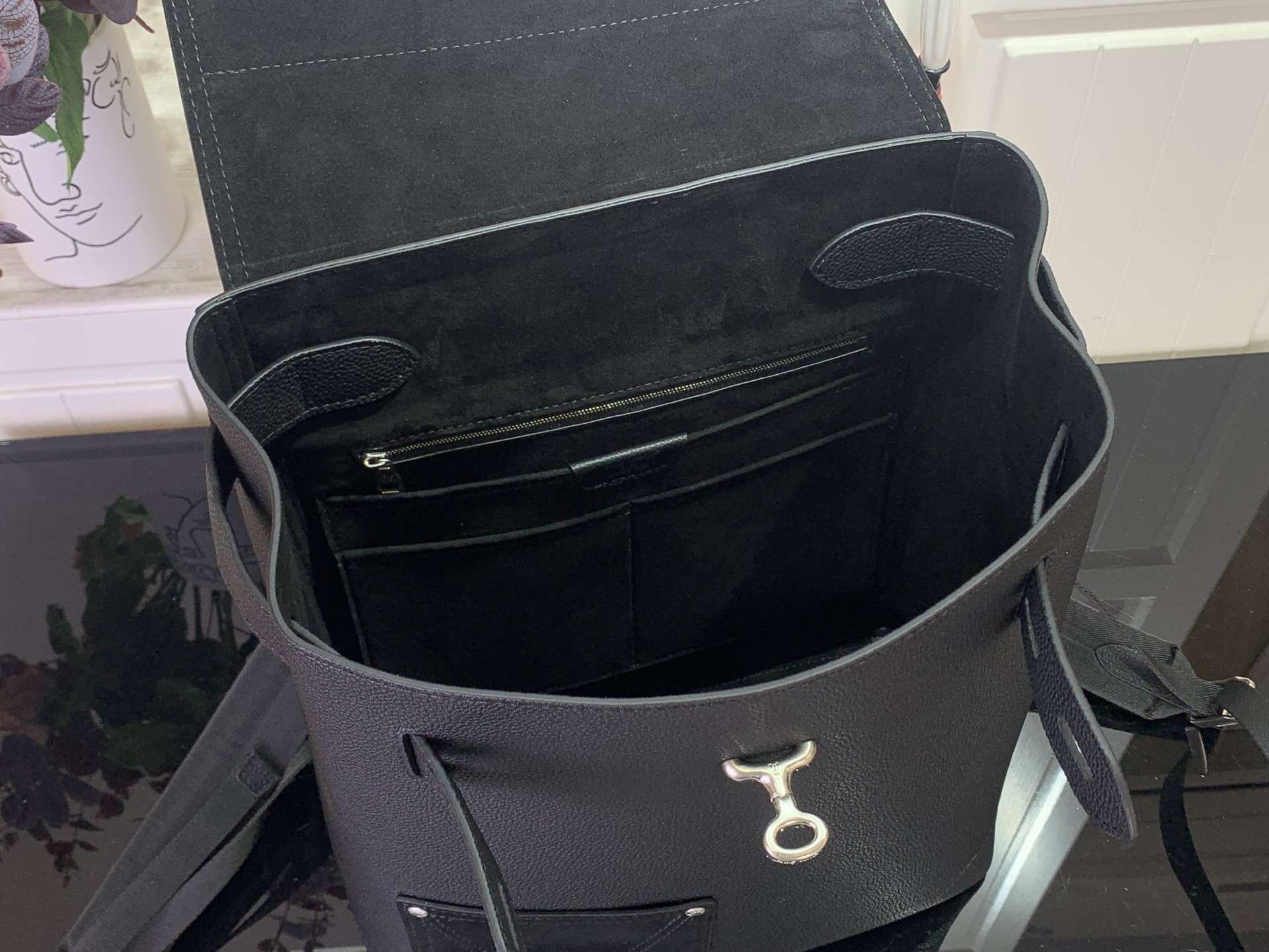 Backpack Cow Leather Black M-l-s